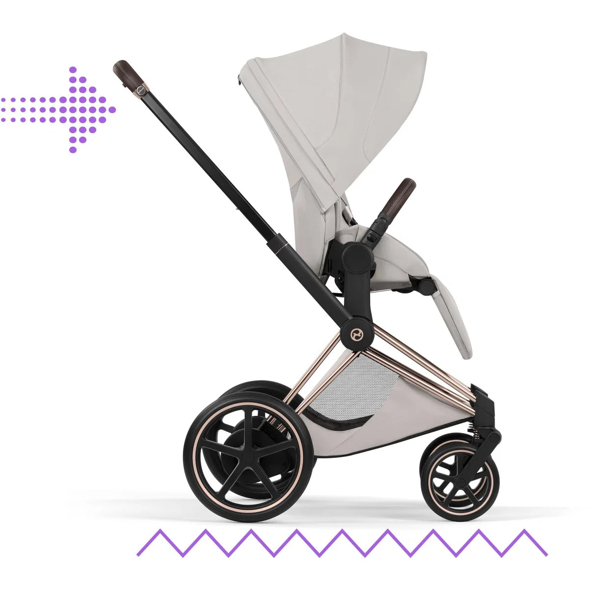 CYBEX Priam Style Rosegold Bundle - Set 4en1 incluant Cloud T & Base T Noir Sepia