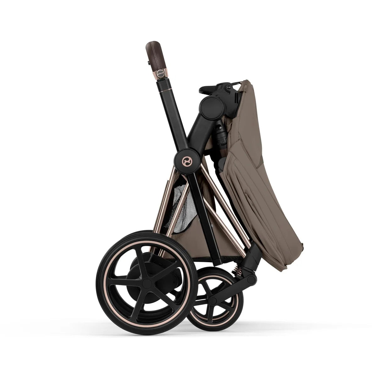 CYBEX e-Priam Style Rosegold Coconut Brown 4in1 Bundle inkl. faltbarer Babywanne, Cloud S & Base S