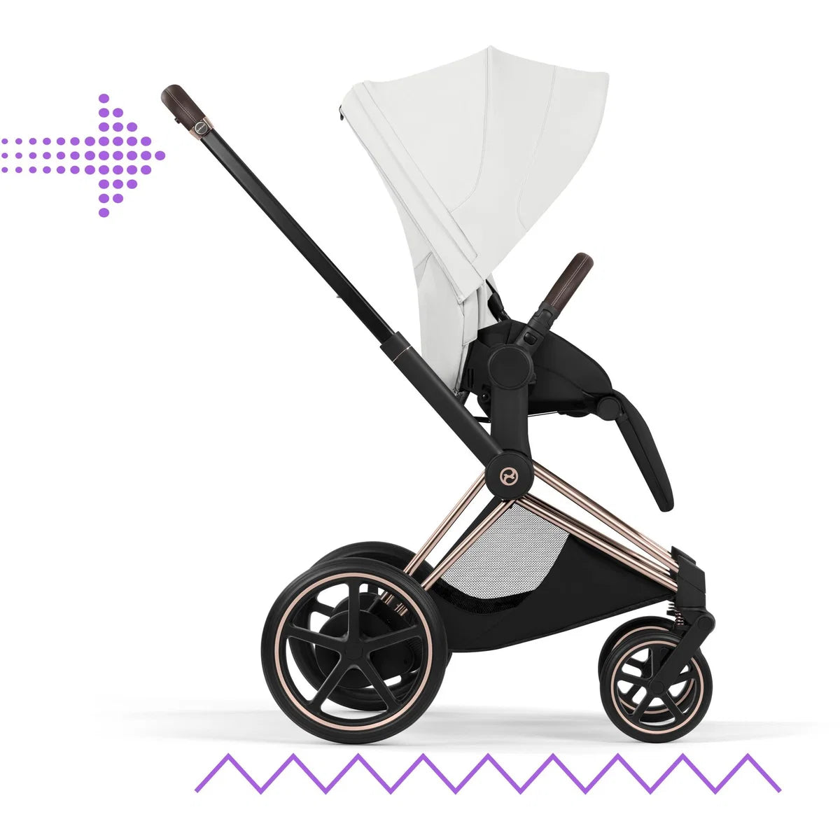 CYBEX E-Priam Style Rosegold Bundle - Set 4in1 inkl. Cloud T & Base T Off White