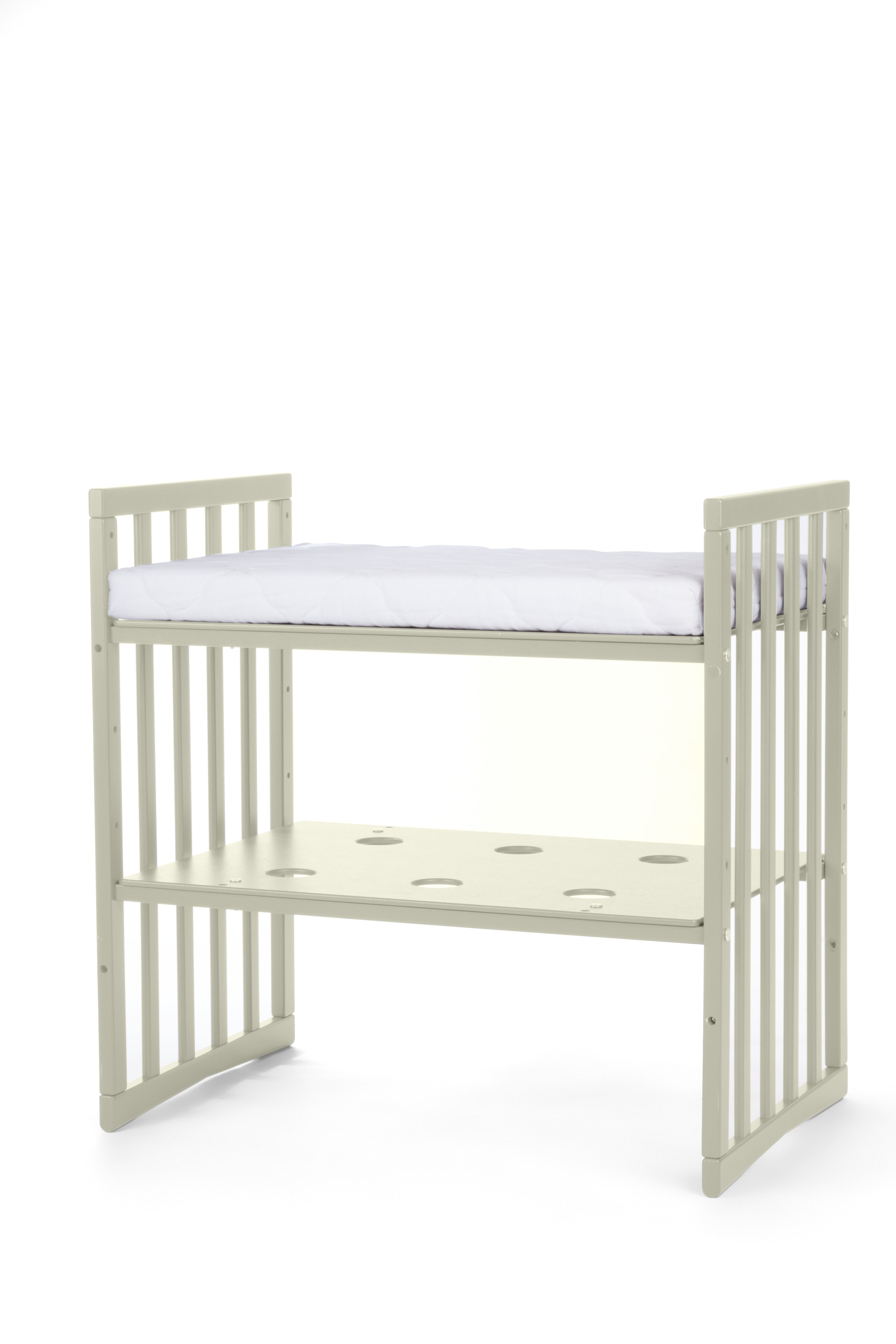 7in1 Babybett Oval Khaki – inkl. Matratzen, Bettwäsche, Betthimmel