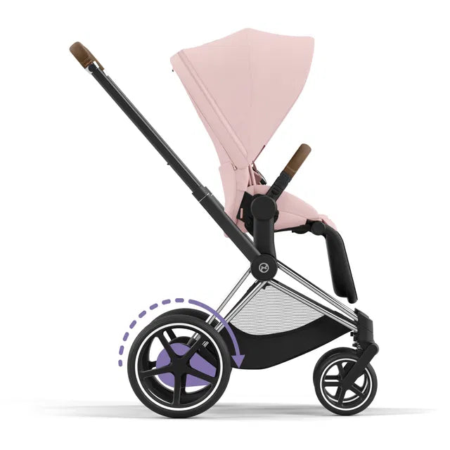 Cybex Chrome ePriam Travel Bundle-Set 4in1 inkl Cloud T Plus Chrome / Brown /Peach Pink