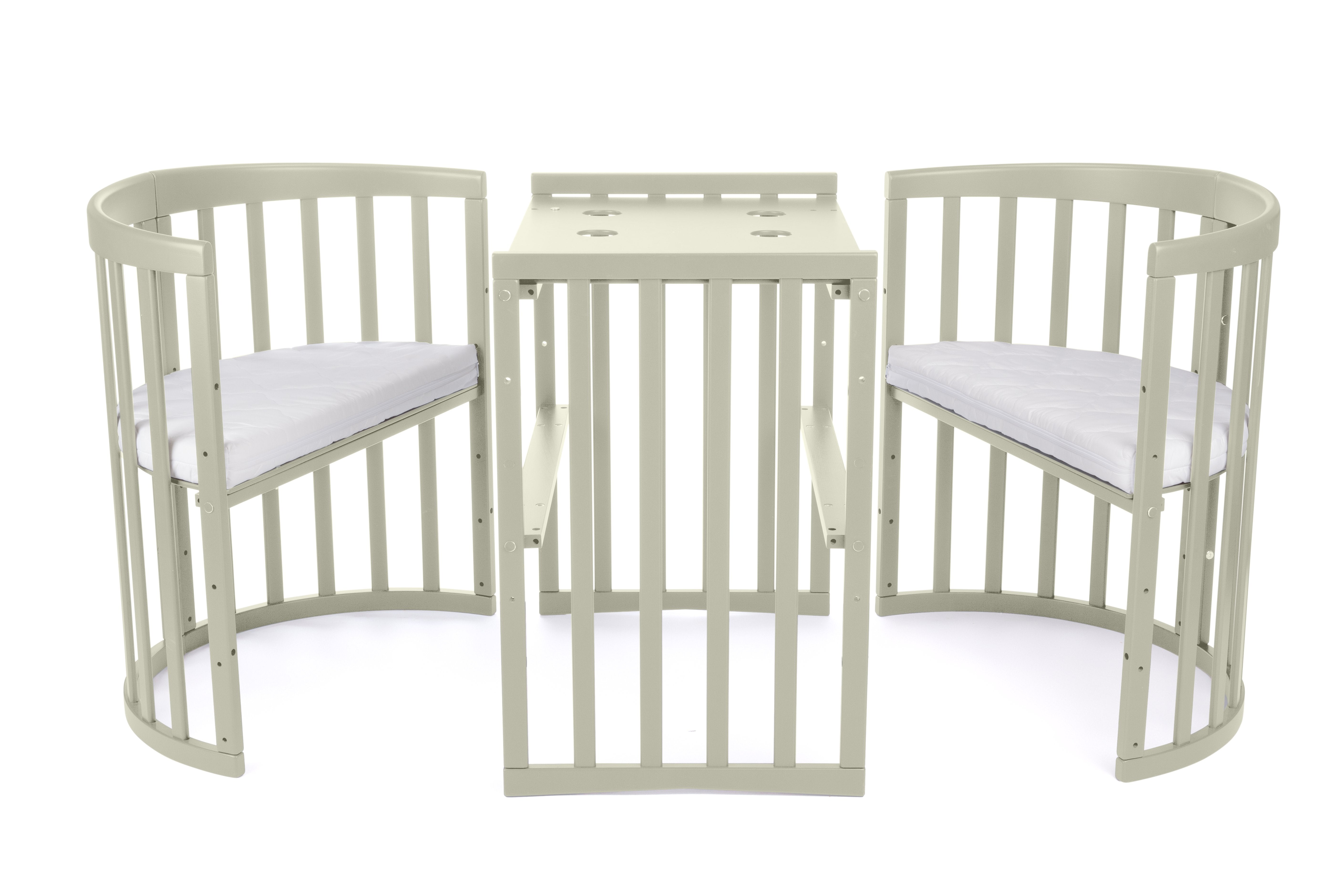7in1 Babybett Oval Olive Bundle – inkl. Bett-Set, Matratze & Betthimmel