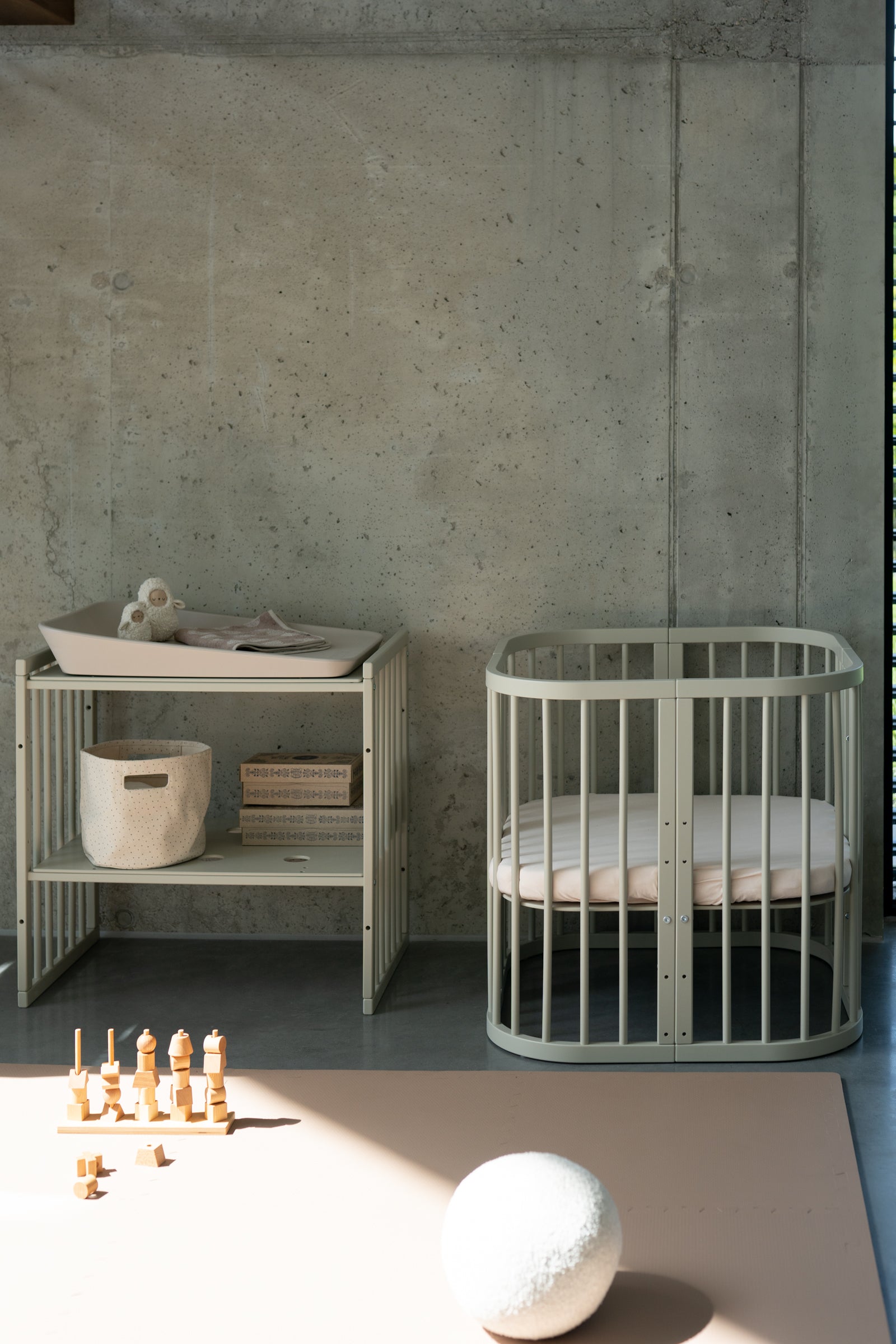 7in1 Babybett Quadi Olive – inkl. Matratze