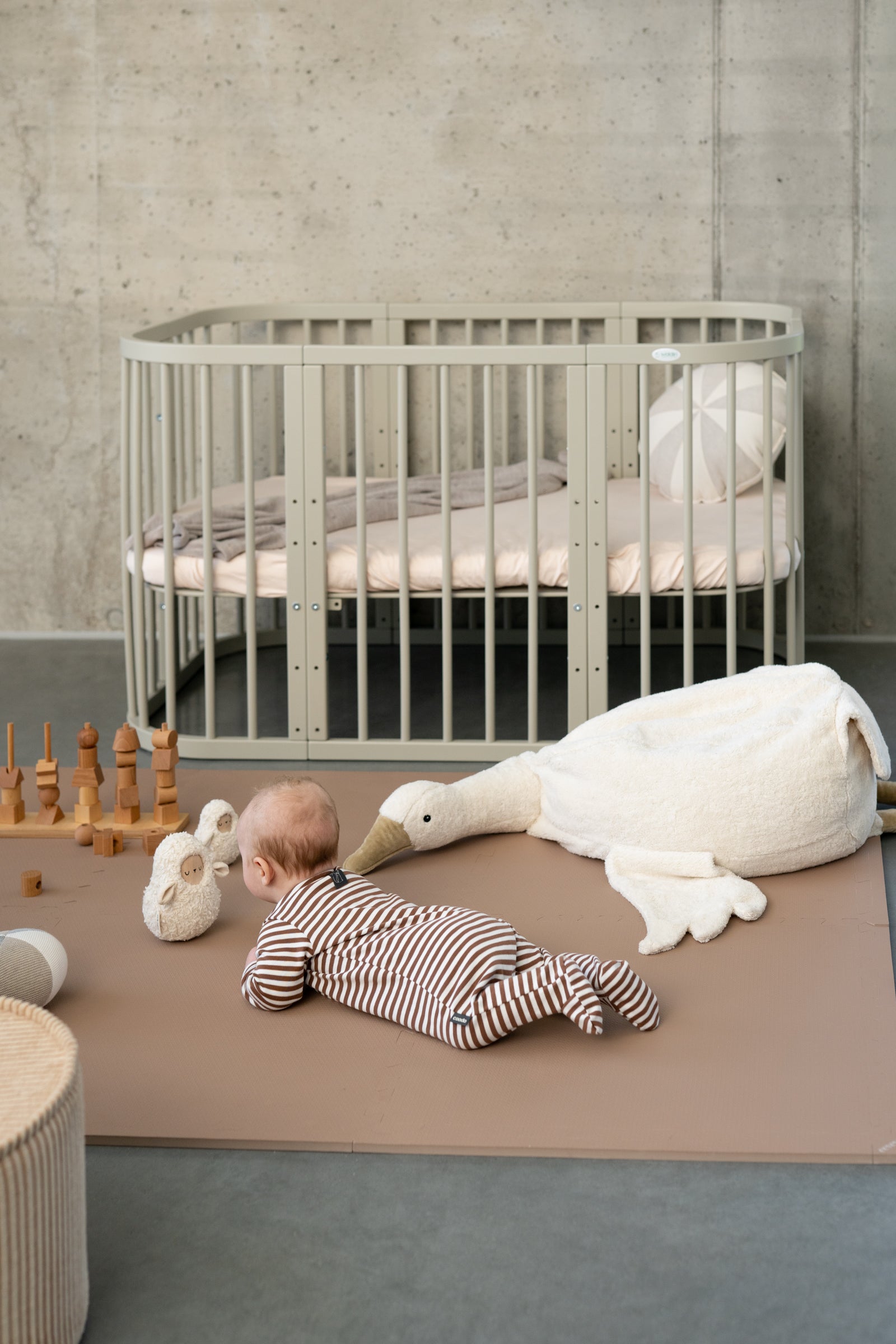 7in1 Babybett Quadi Olive – inkl. Matratze