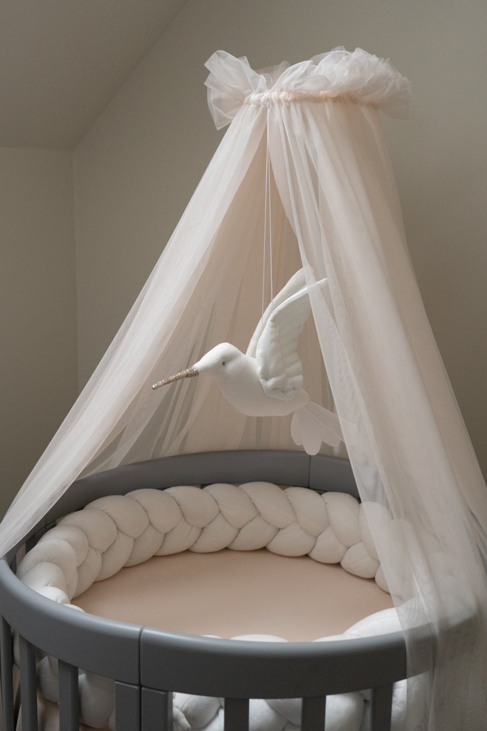 Bettschlange 210 cm Velours – Ecru