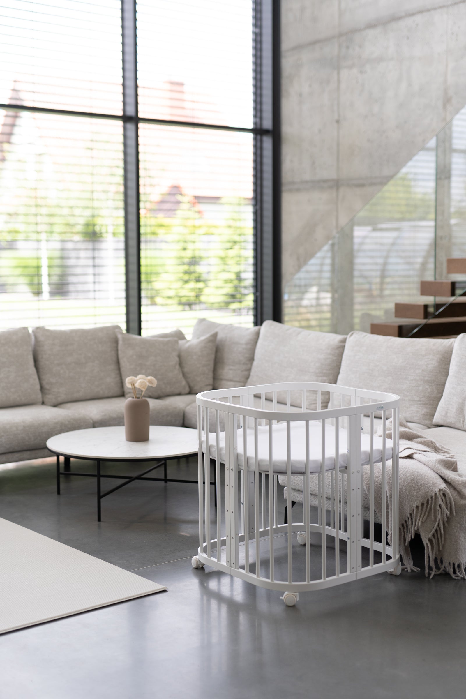 7in1 Babybett Quadi Weiss – inkl. Matratze