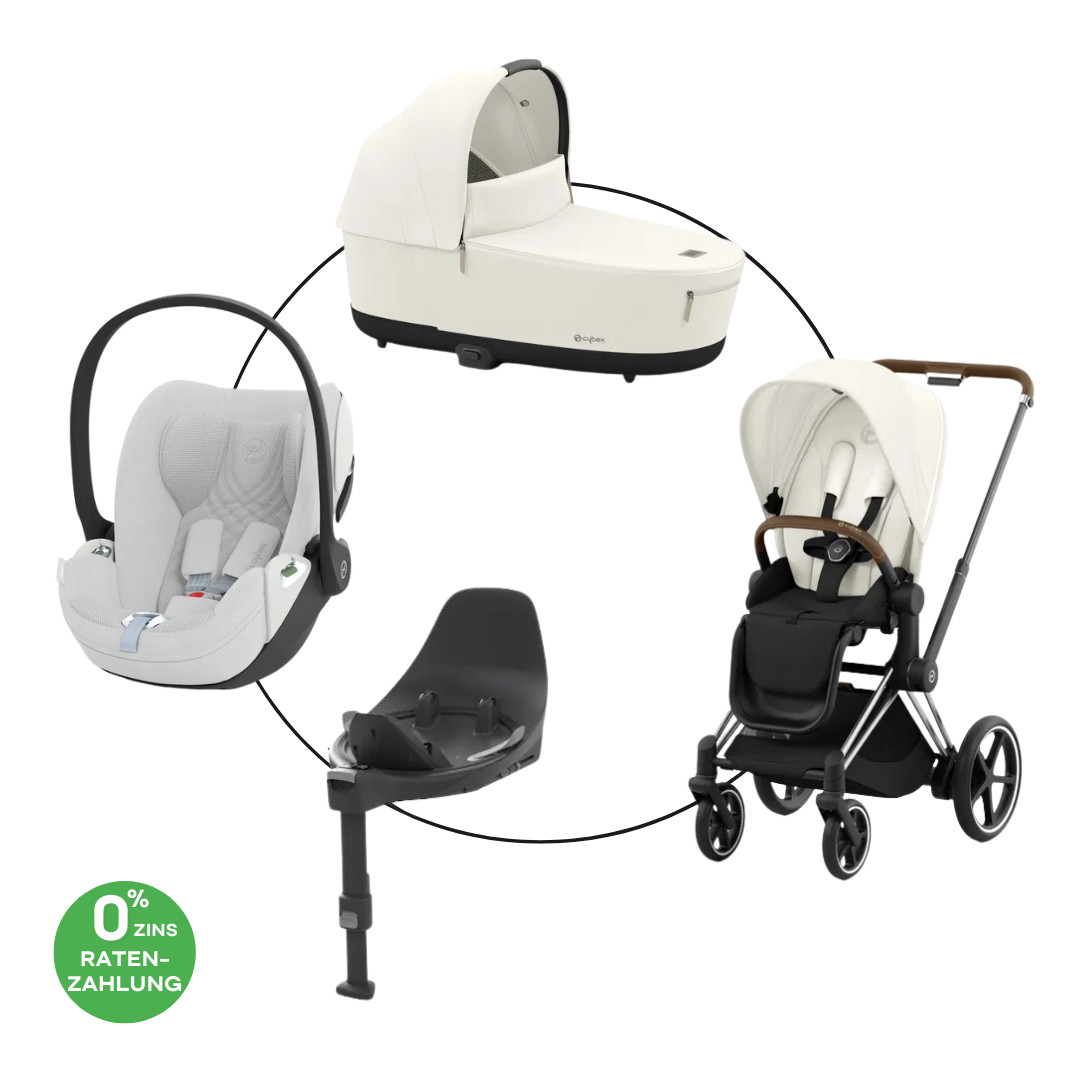 Cybex Chrome ePriam Travel Bundle-Set 4in1 inkl Cloud T Plus Chrome / Brown /Mirage Grey