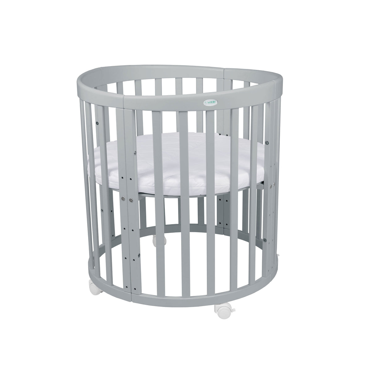 Lit Bébé 7en1 Ovale Gris – incluant Matelas