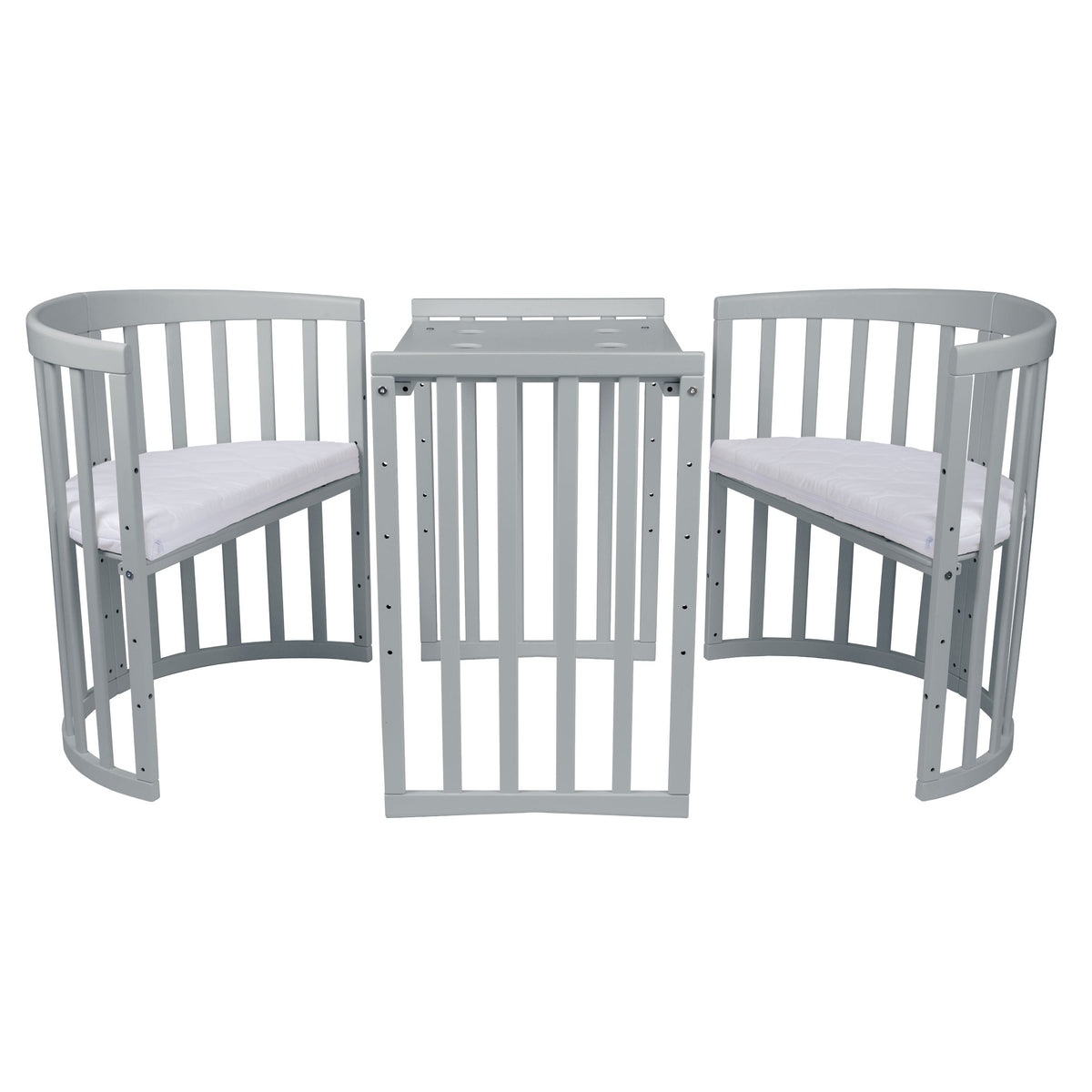 Lit Bébé 7en1 Ovale Gris – incluant Matelas