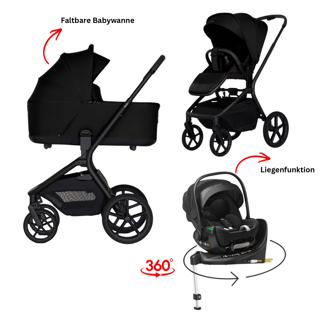 My Junior Mavi 4in1 Bundle-Set Pure Black inkl. Aura ergo i-Size