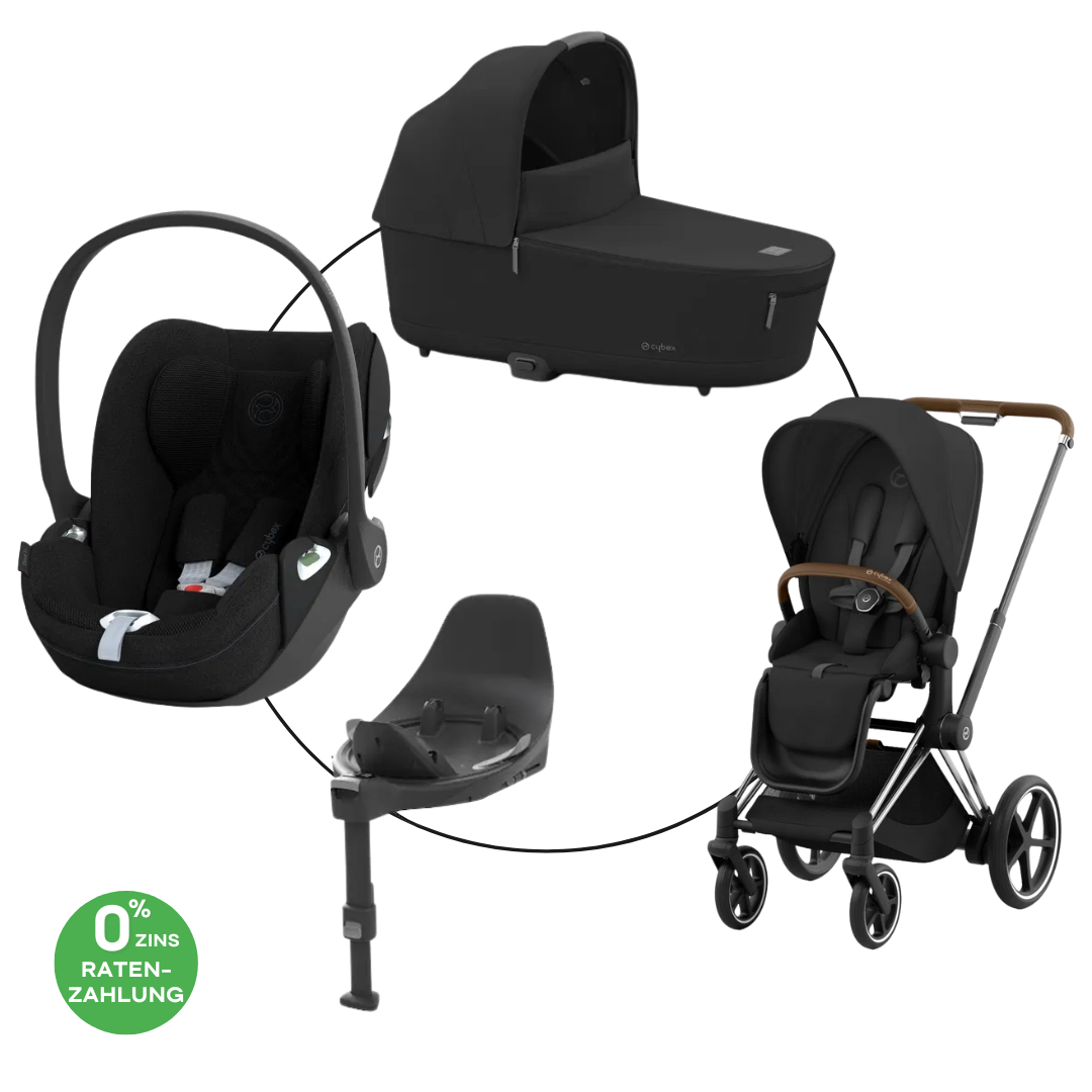 Cybex Chrome ePriam Travel Bundle-Set 4in1 inkl Cloud T Plus Chrome / Brown /Peach Pink