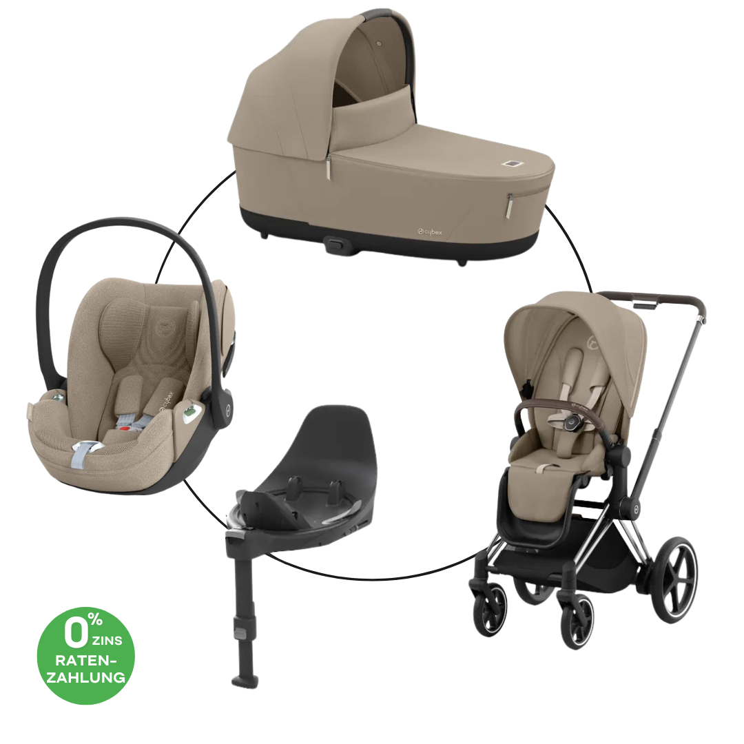 Cybex Chrome ePriam Travel Bundle-Set 4in1 inkl Cloud T Plus Chrome / Brown /Off White