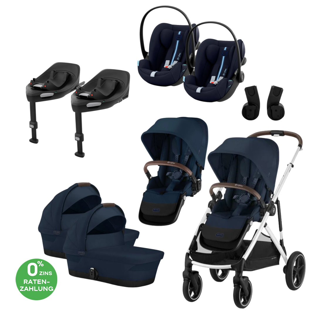 CYBEX Gazelle S Zwillingskinderwagen Bundle-Set 4in1 Almond Beige