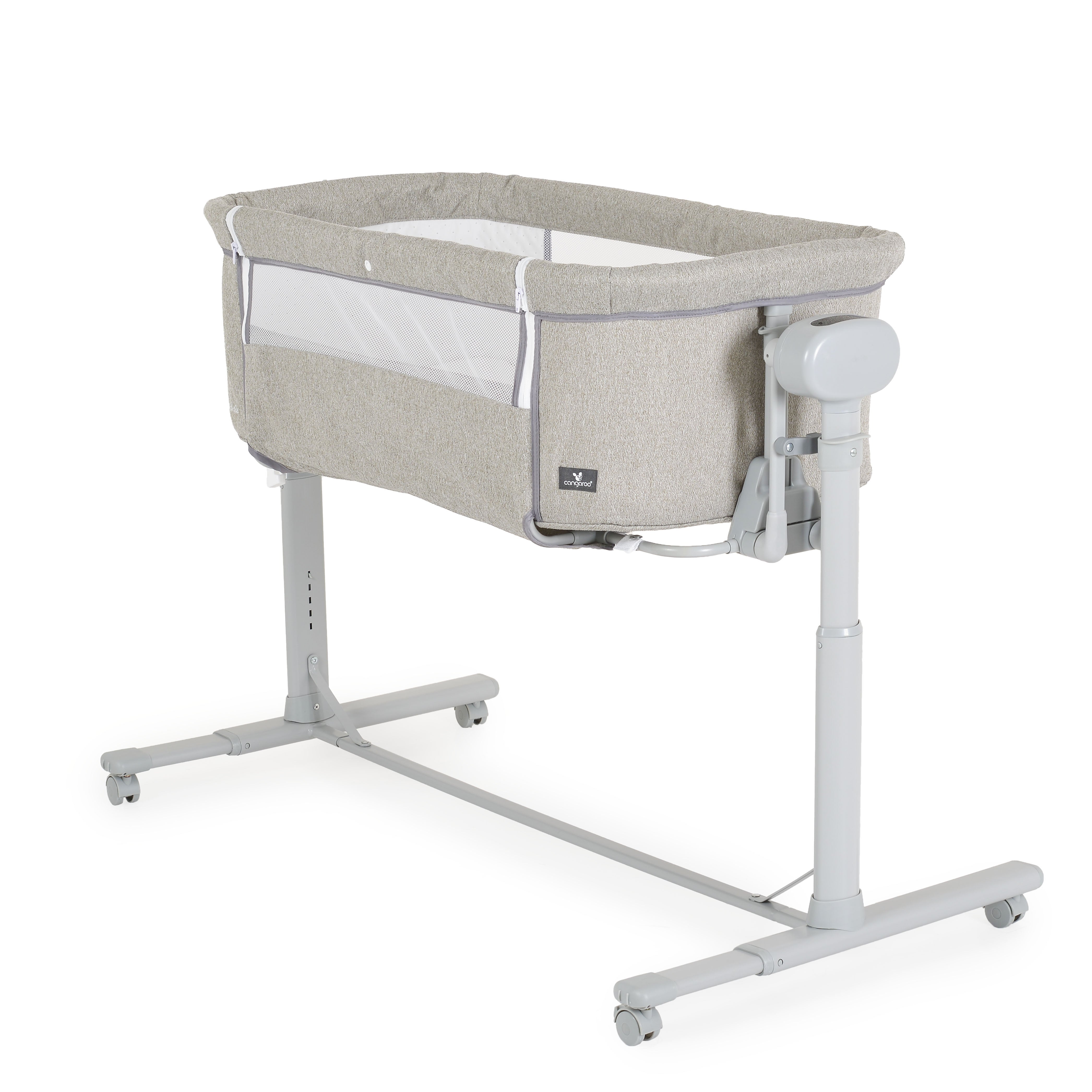 Beistellbett elektrisch mit Schaukelfunktion und Schreisensor light grey