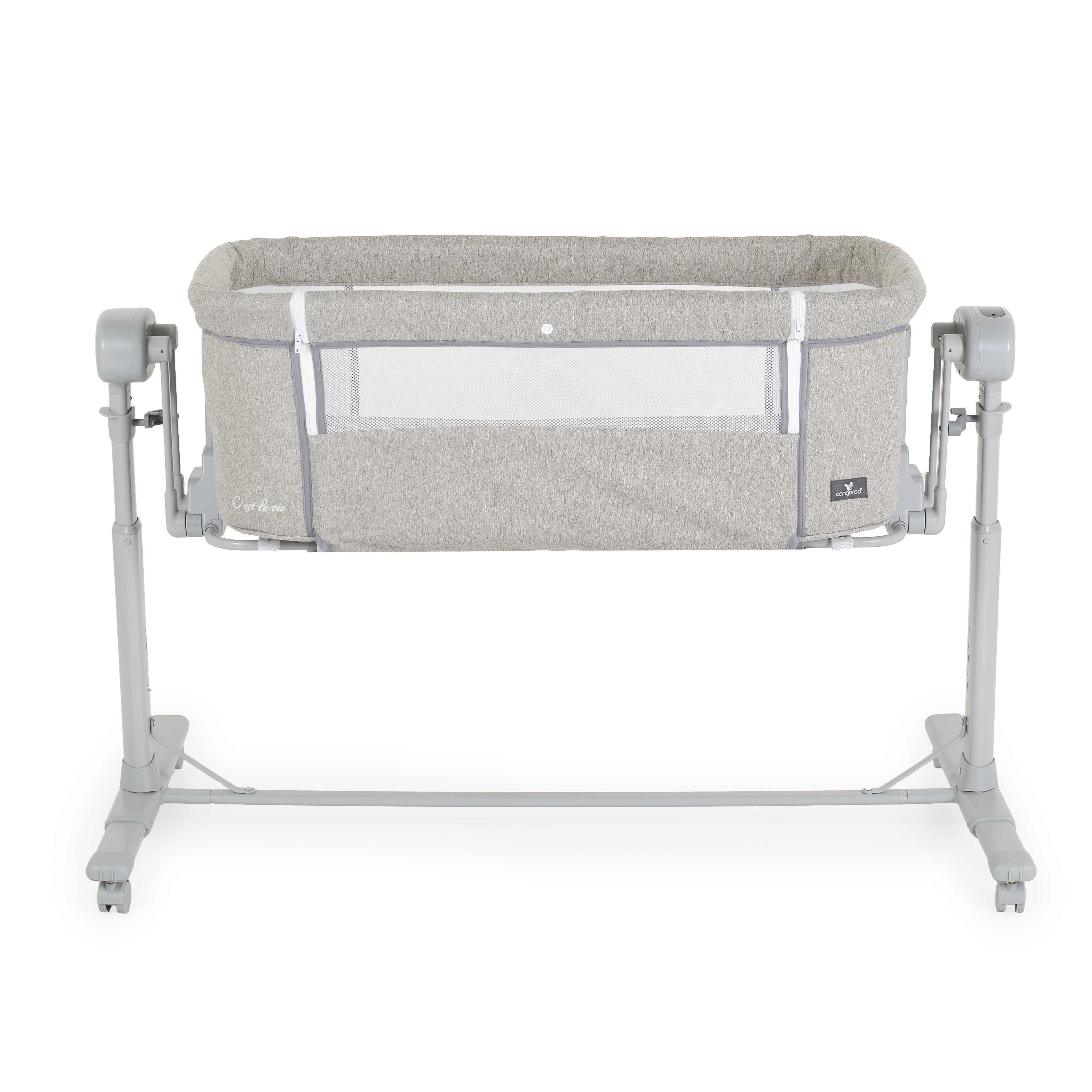 Beistellbett elektrisch mit Schaukelfunktion und Schreisensor light grey