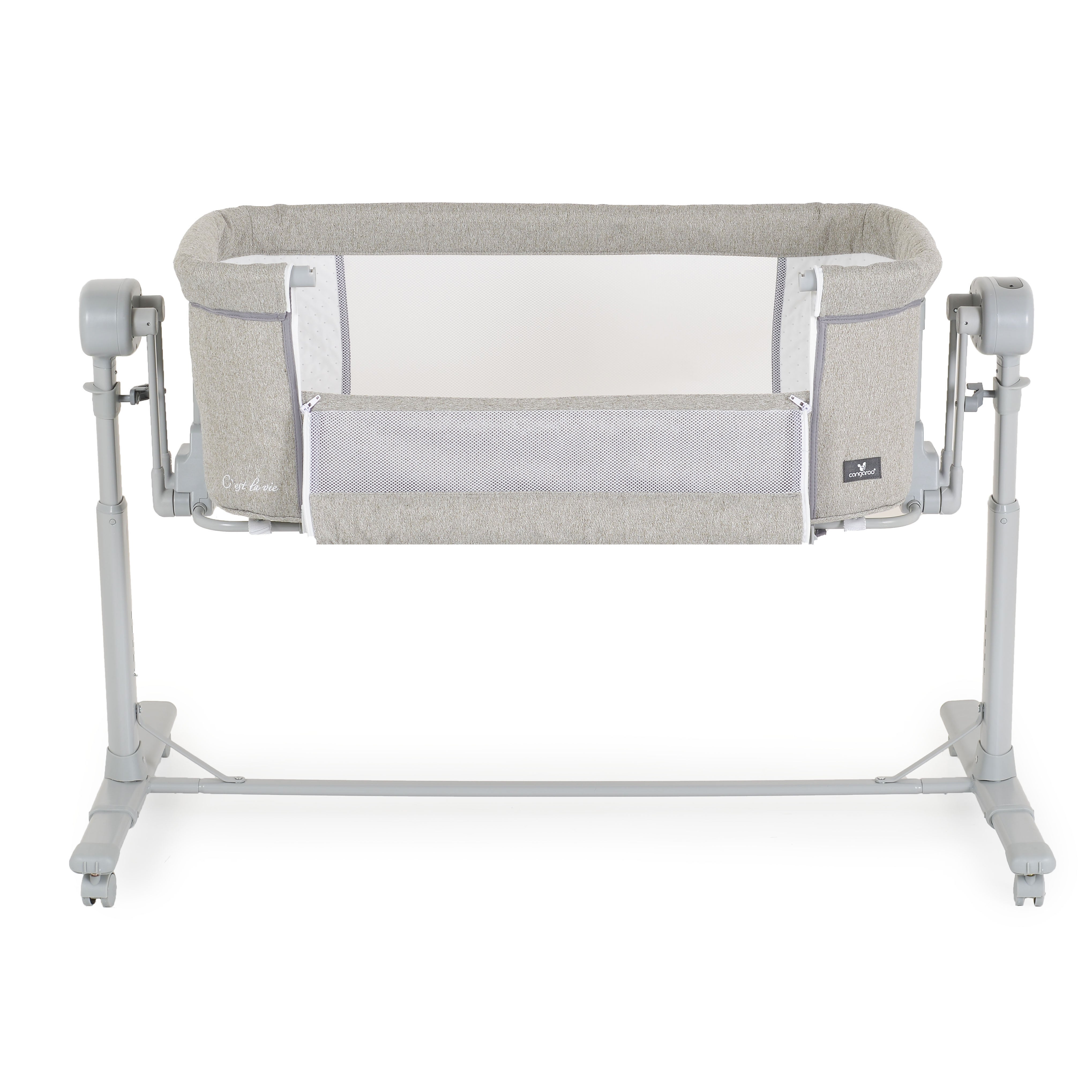 Beistellbett elektrisch mit Schaukelfunktion und Schreisensor light grey