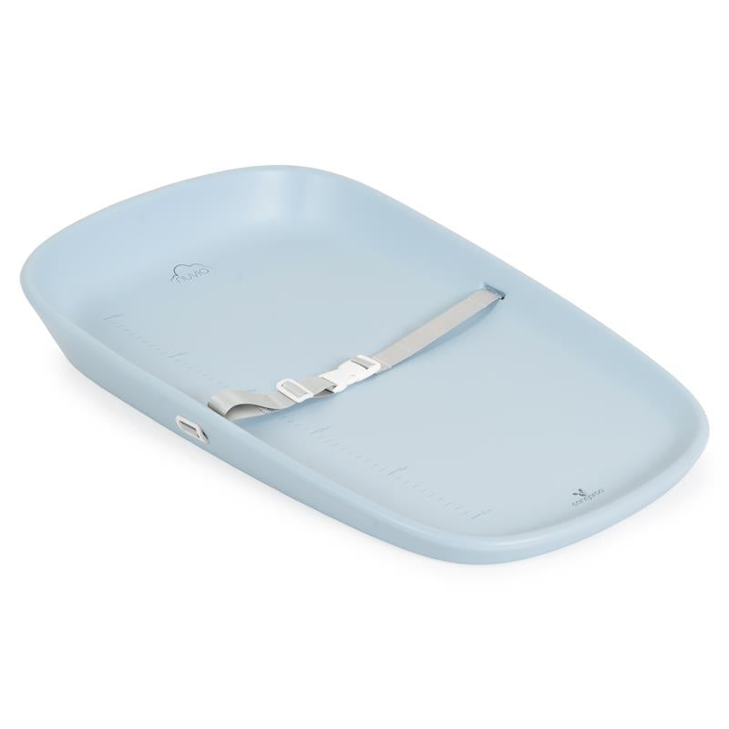 Coussin à langer en silicone Nuvia avec ceinture de sécurité bleue