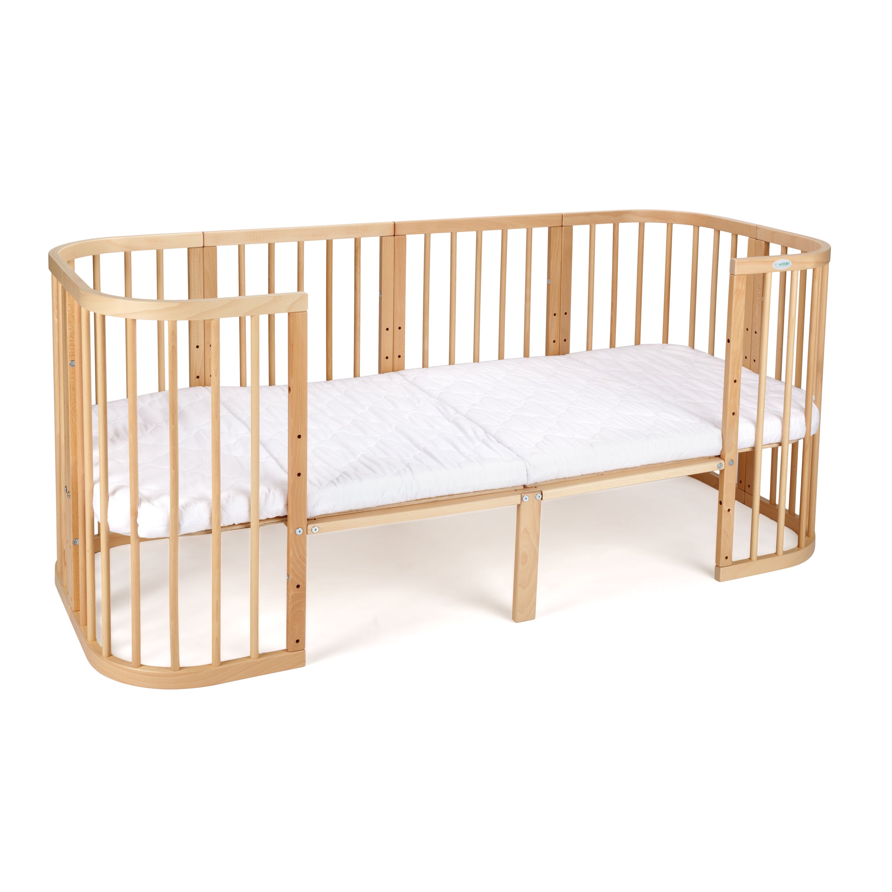 7in1 Babybett Quadi Nature Bundle – inkl. Bett-Set, Matratze & Betthimmel