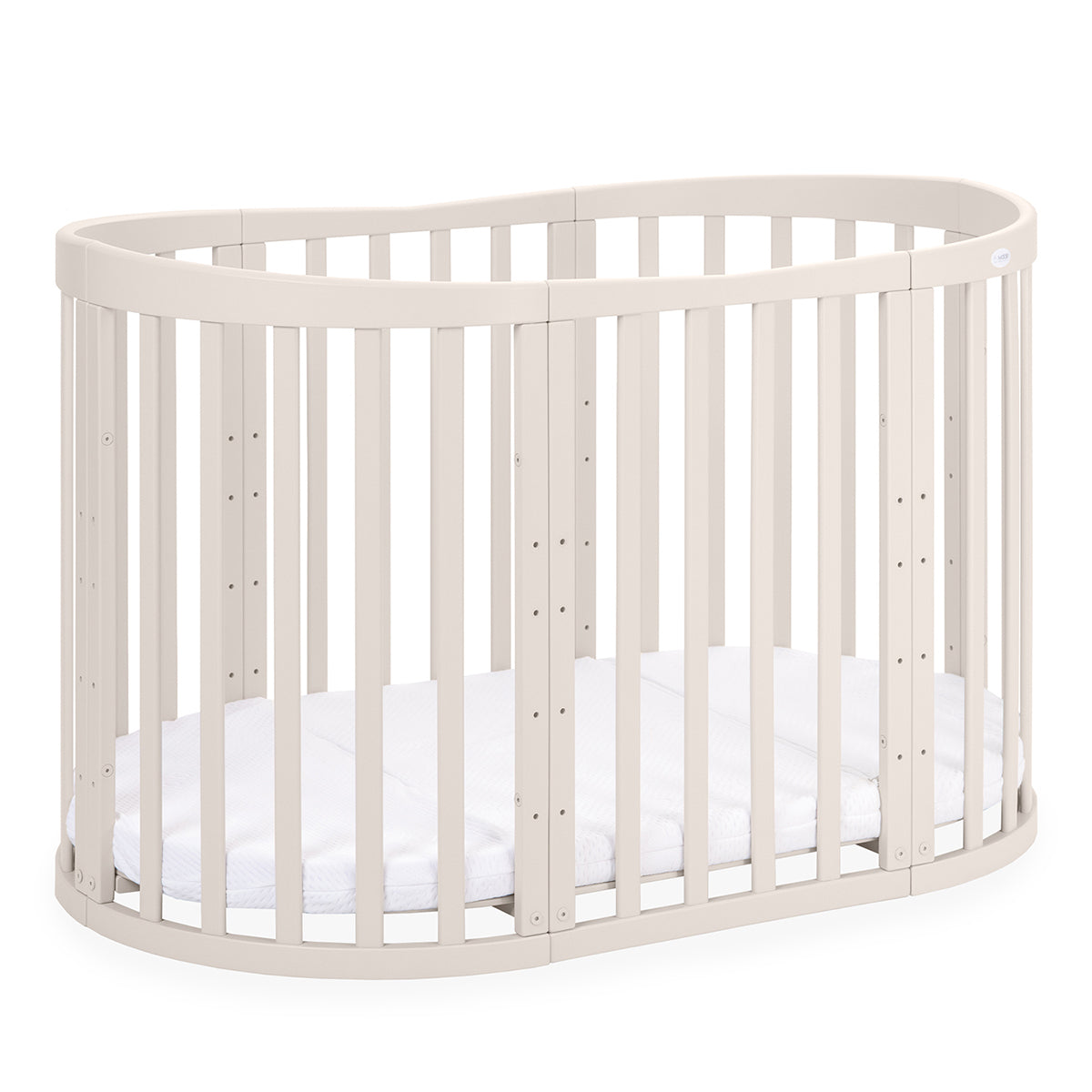 Lit Bébé 7en1 Ovale Blanc – incluant Matelas