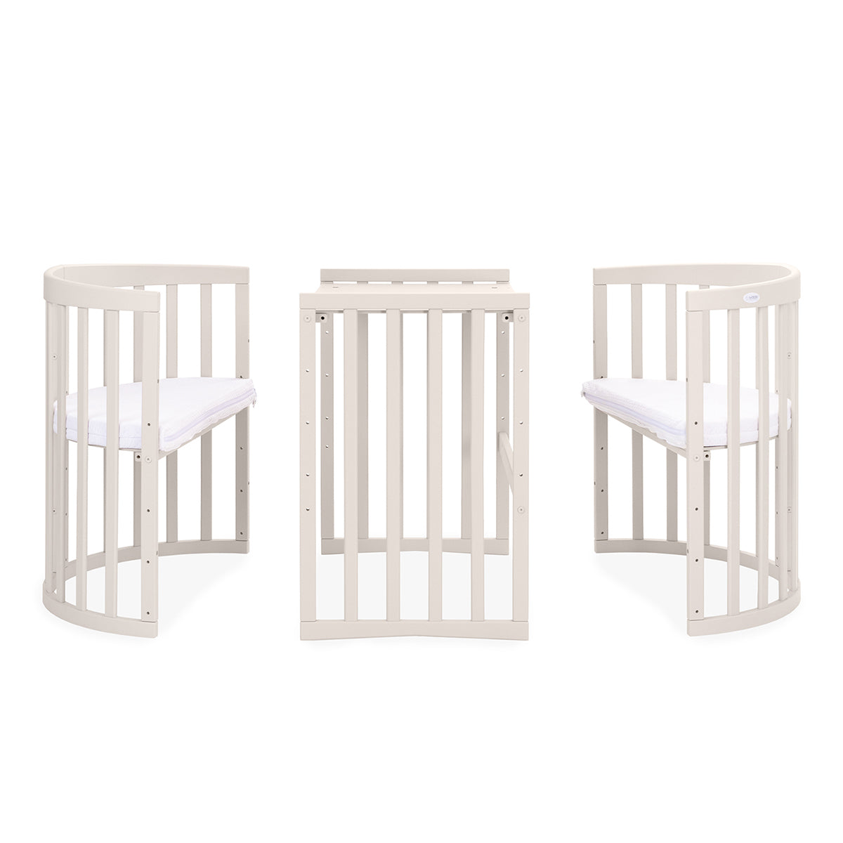Lit Bébé 7en1 Ovale Blanc – incluant Matelas