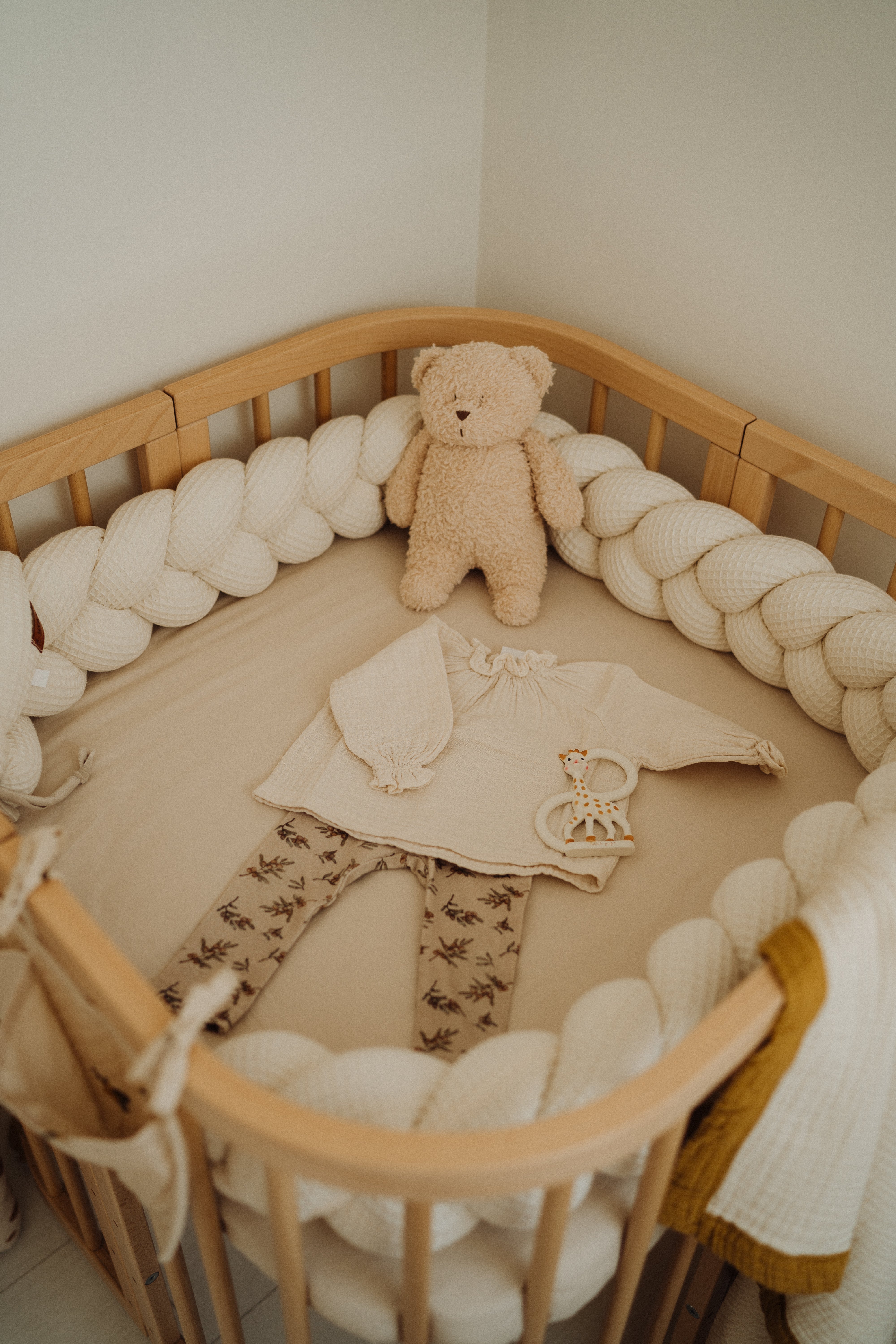 Beige Bettschlange 210 cm Waffel