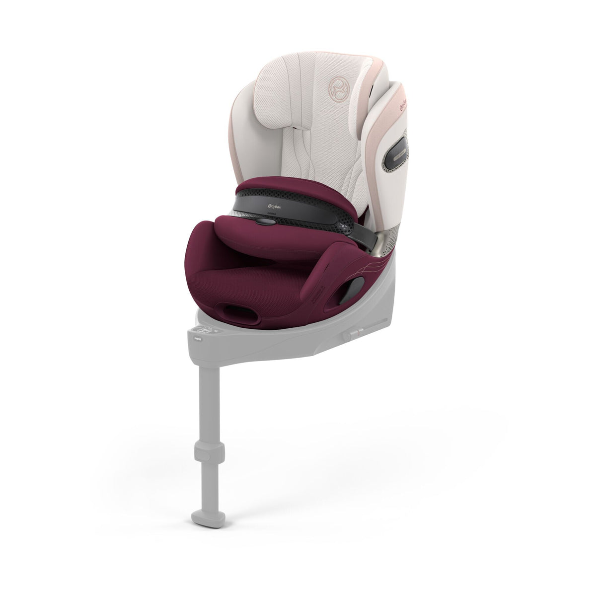 CYBEX Anoris S Airbag Style Quartz Pink – Ansicht schräg von vorne auf der Base S (Basis separat erhältlich)