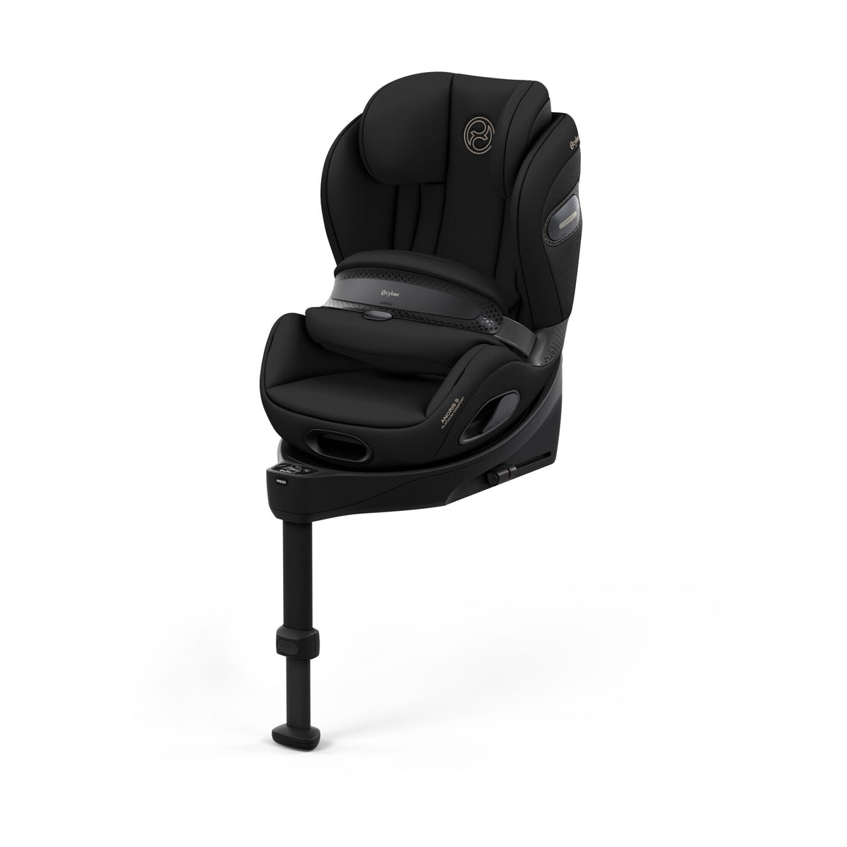 CYBEX Anoris Si Airbag Comfort Sepia Black – Ansicht schräg von vorne mit integrierter Base S