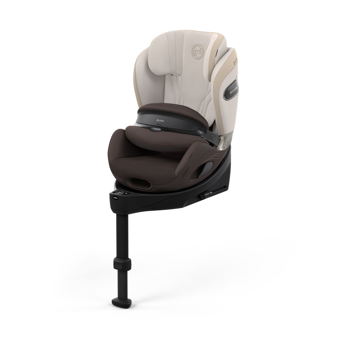 CYBEX Anoris Si Airbag Style Amber Brown – Ansicht schräg von vorne mit integrierter Base S