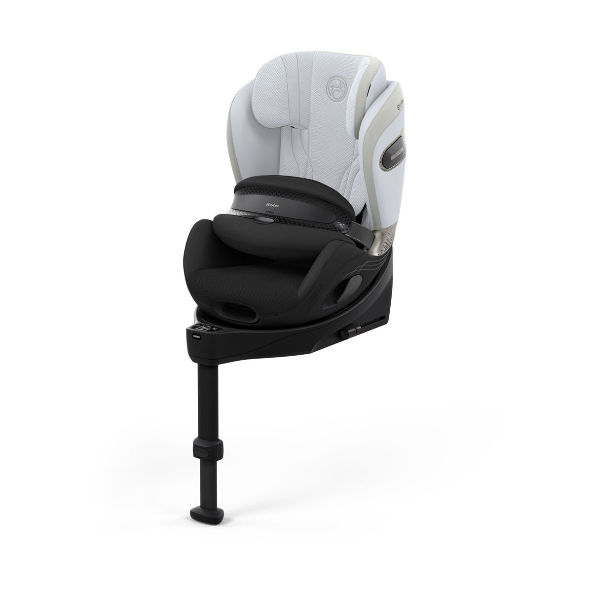 CYBEX Anoris Si Airbag Style Misty Grey – Ansicht schräg von vorne mit integrierter Base S