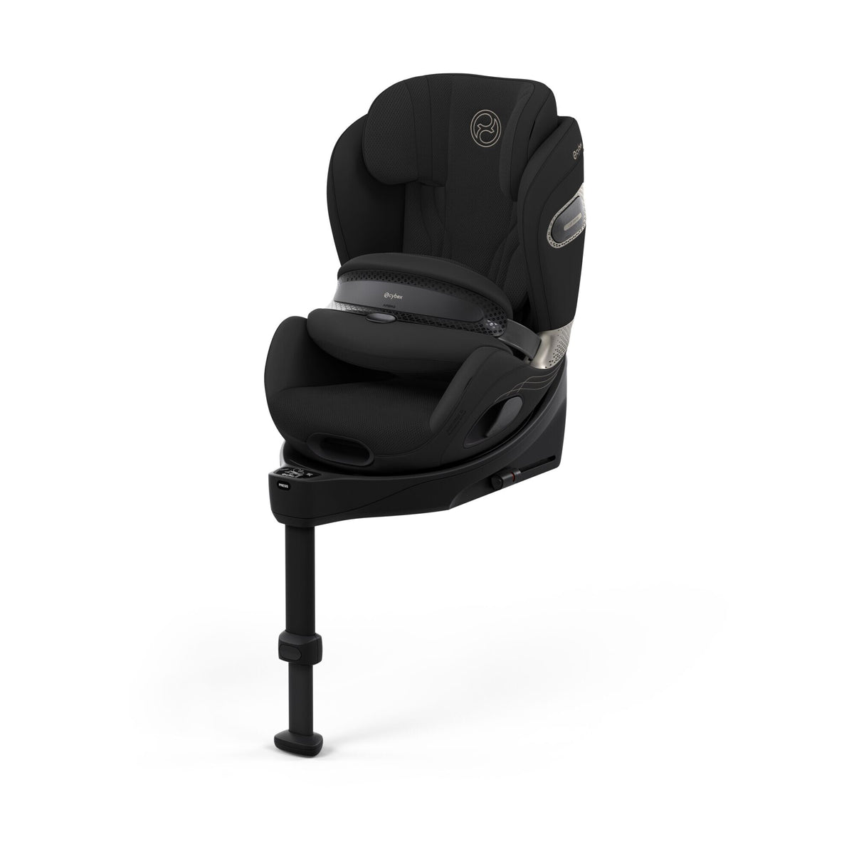 CYBEX Anoris Si Airbag Style Sepia Black – Ansicht schräg von vorne mit integrierter Base S