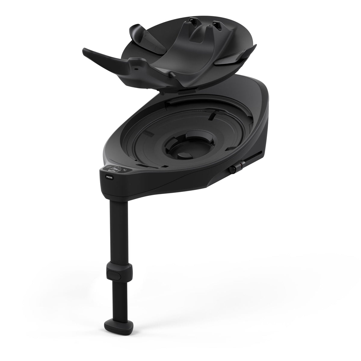 CYBEX Base S Black – Ansicht schräg von vorne mit Base-S-Adapter, Kombinationsansicht
