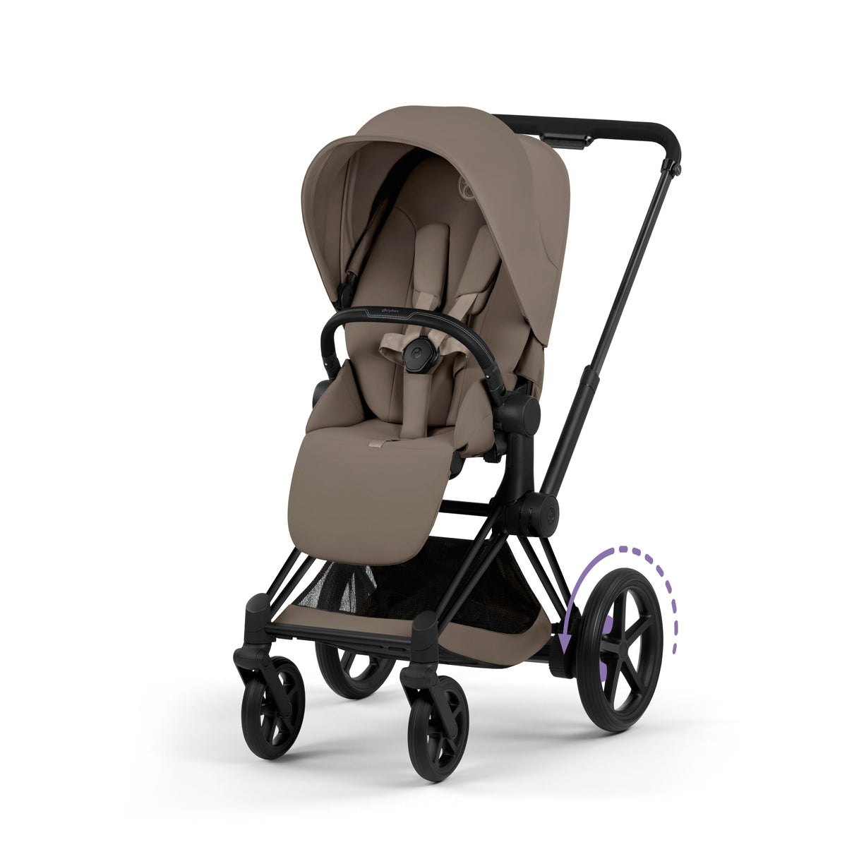 CYBEX e-Priam Comfort Matt Black Coconut Brown – Kinderwagen mit Sitzeinheit
