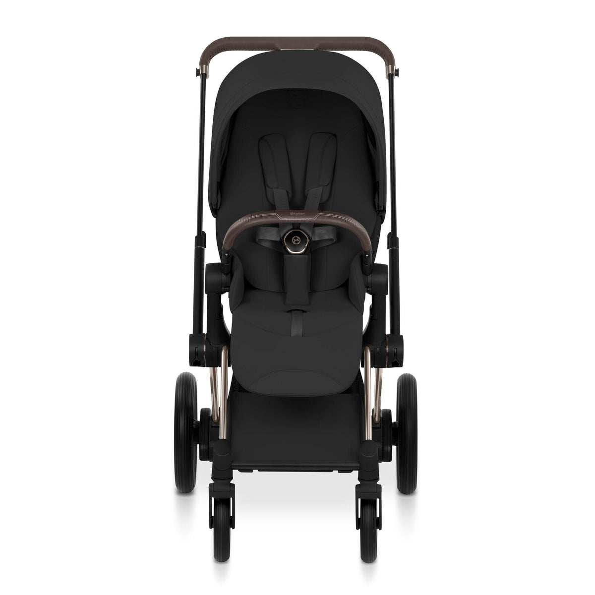 CYBEX e-Priam Champagne Gold mit Sitzpaket Sepia Black – Vorderansicht
