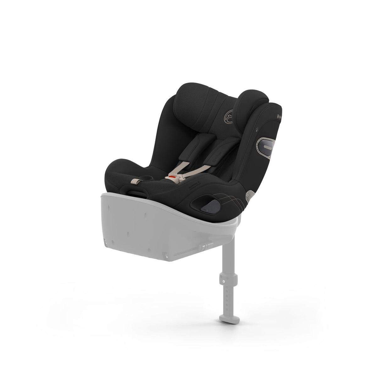CYBEX Sirona S Style Sepia Black – Ansicht schräg von vorne auf der Base S (Basis separat erhältlich)