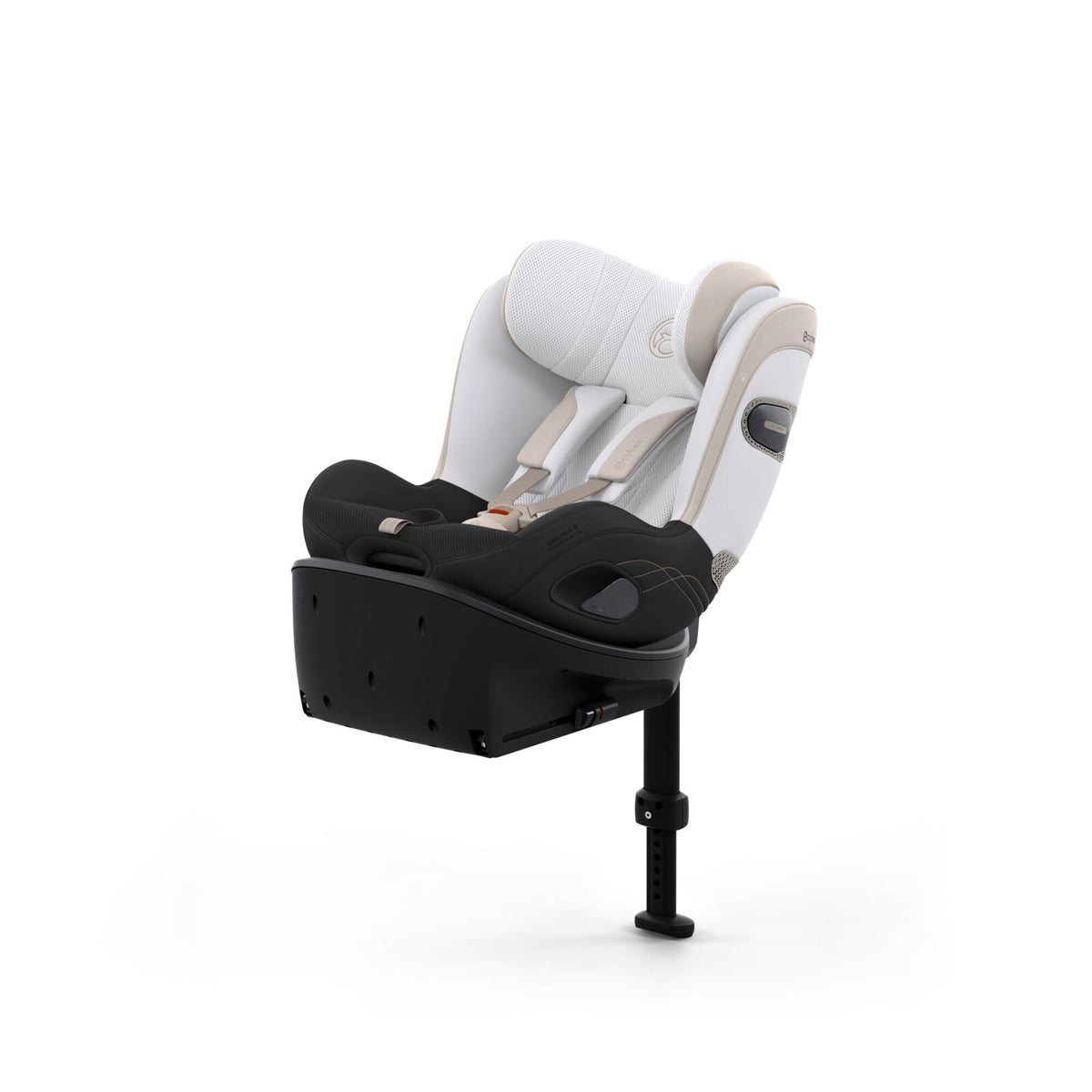 CYBEX Sirona Si Style Off White – Ansicht schräg von vorne mit integrierter Base S