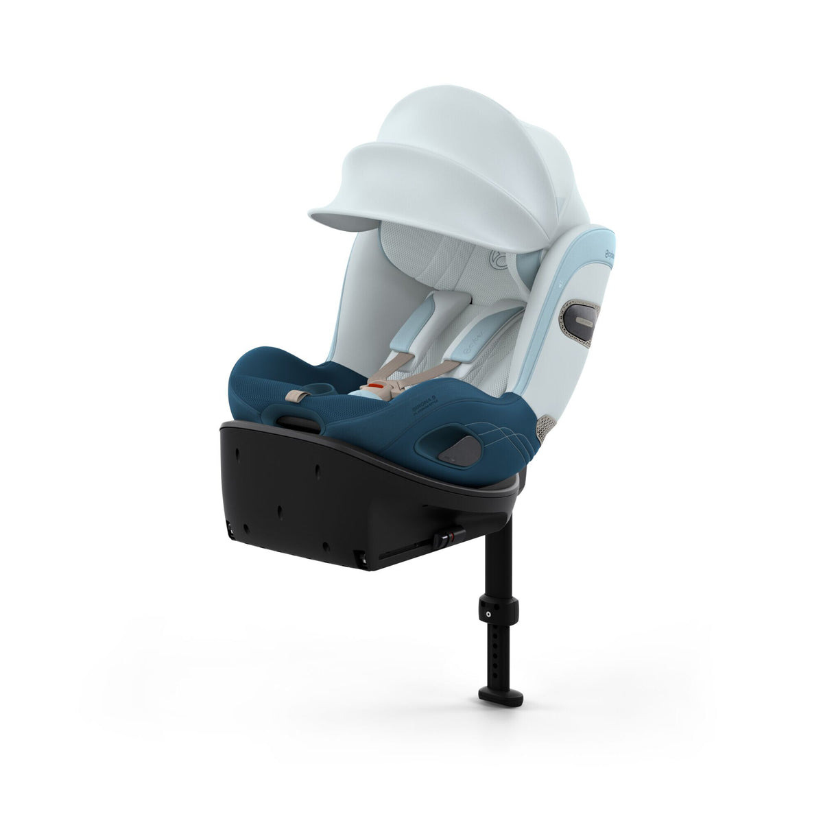 CYBEX Sirona Si Style Opal Blue – Ansicht schräg von vorne mit XXL-Sonnenverdeck