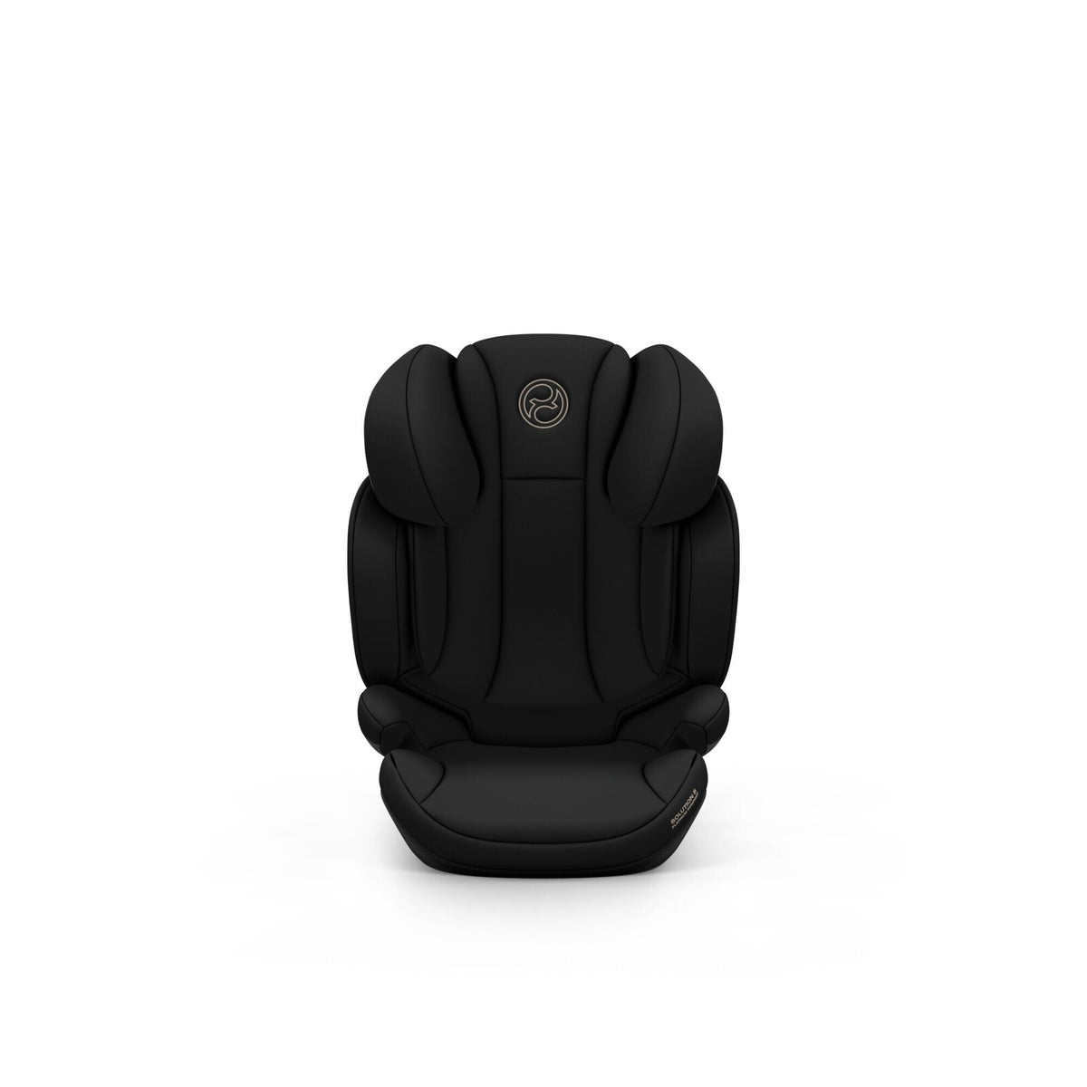 CYBEX Solution S Comfort Sepia Black – Vorderansicht mit tief eingestellter Kopfstütze