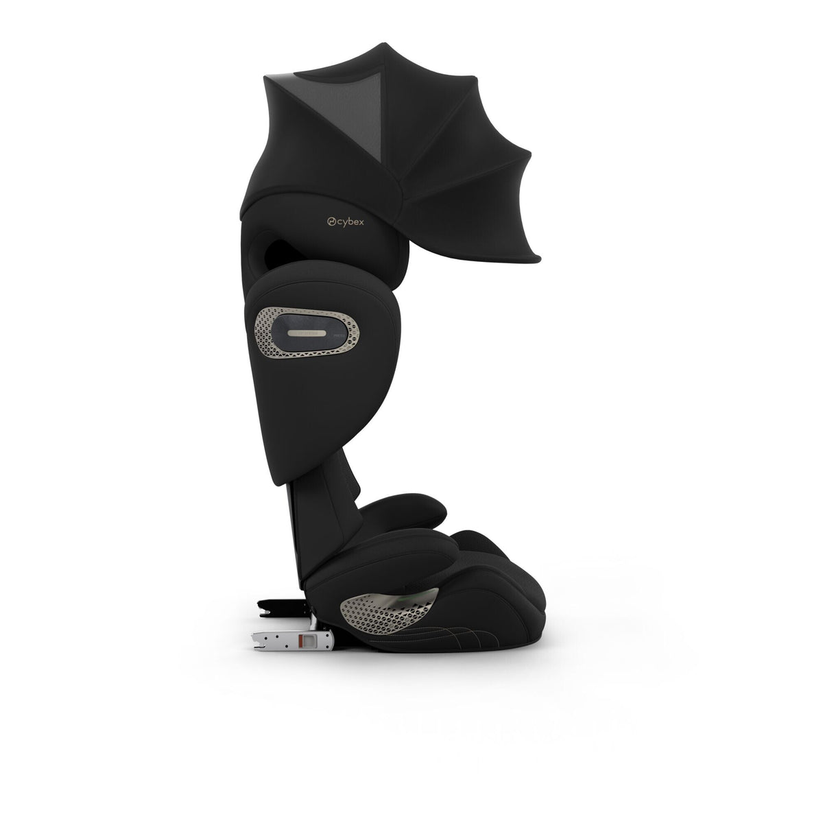 CYBEX Solution S Style Sepia Black – Seitenansicht mit XXL-Sonnenverdeck