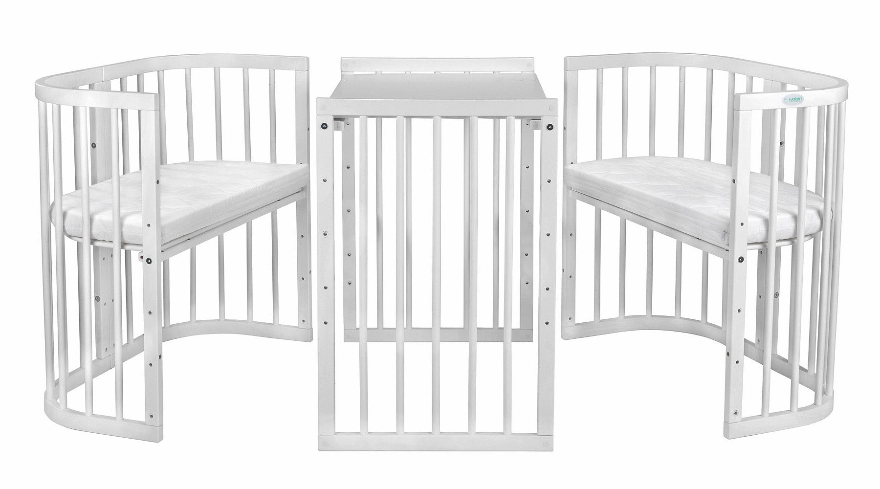7in1 Babybett Quadi Weiss – inkl. Matratze