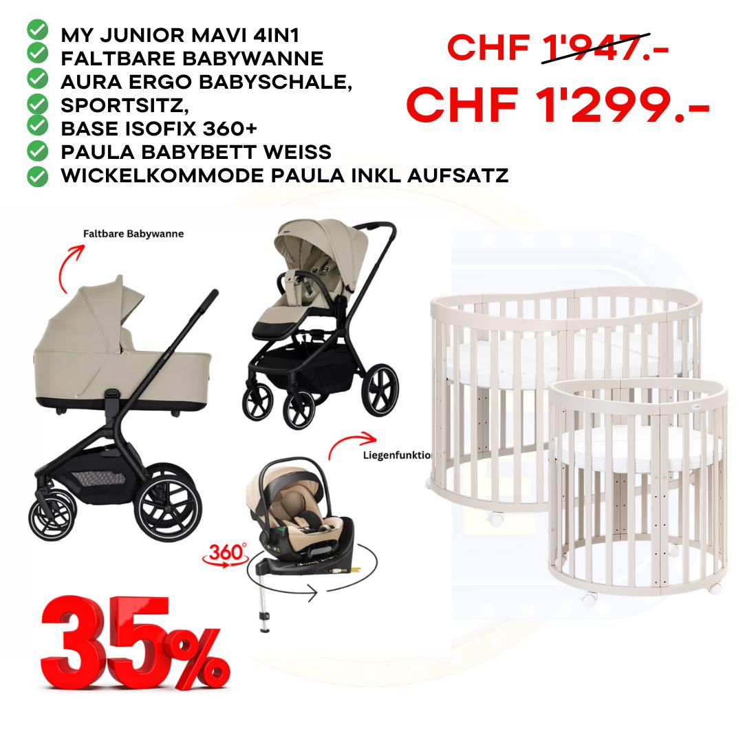 My Junior Mavi 4in1 Sandstone Bundle-Set inkl. Oval Cashmere 7in1 Babybett