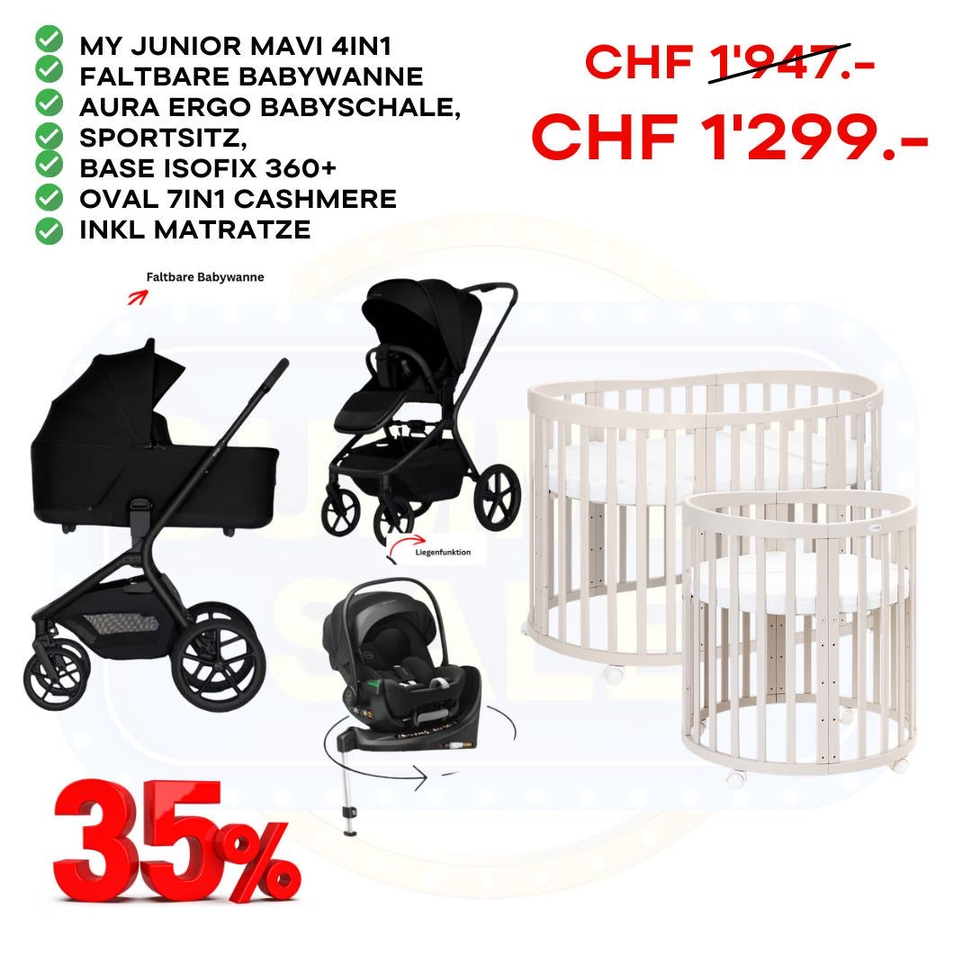 My Junior Mavi 4in1 Bundle-Set Noir Pur incluant Aura ergo i-Size