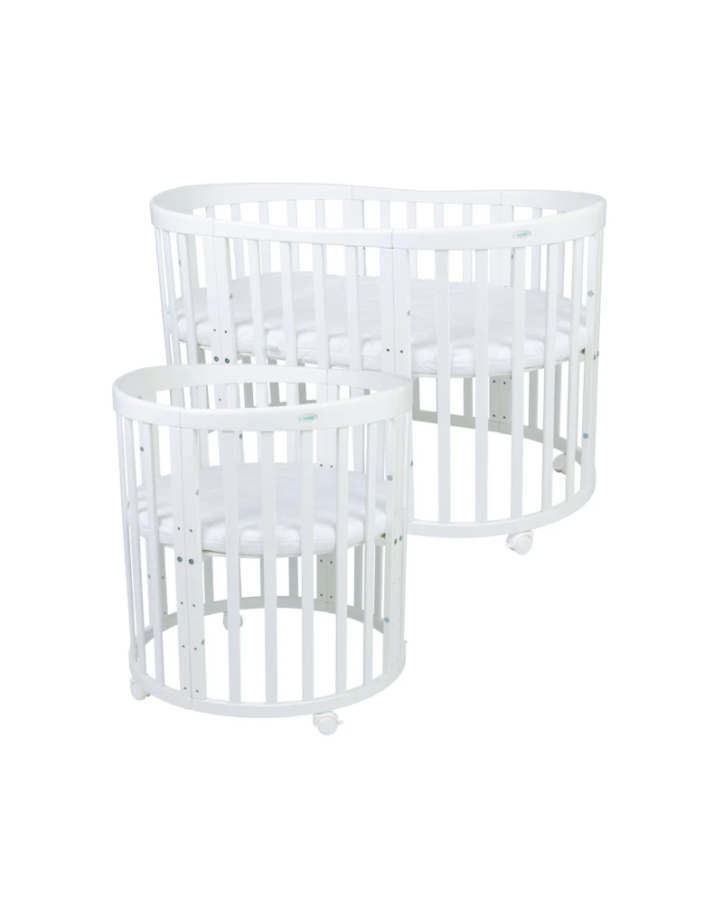 7in1 Babybett Oval Weiss – inkl. Matratze