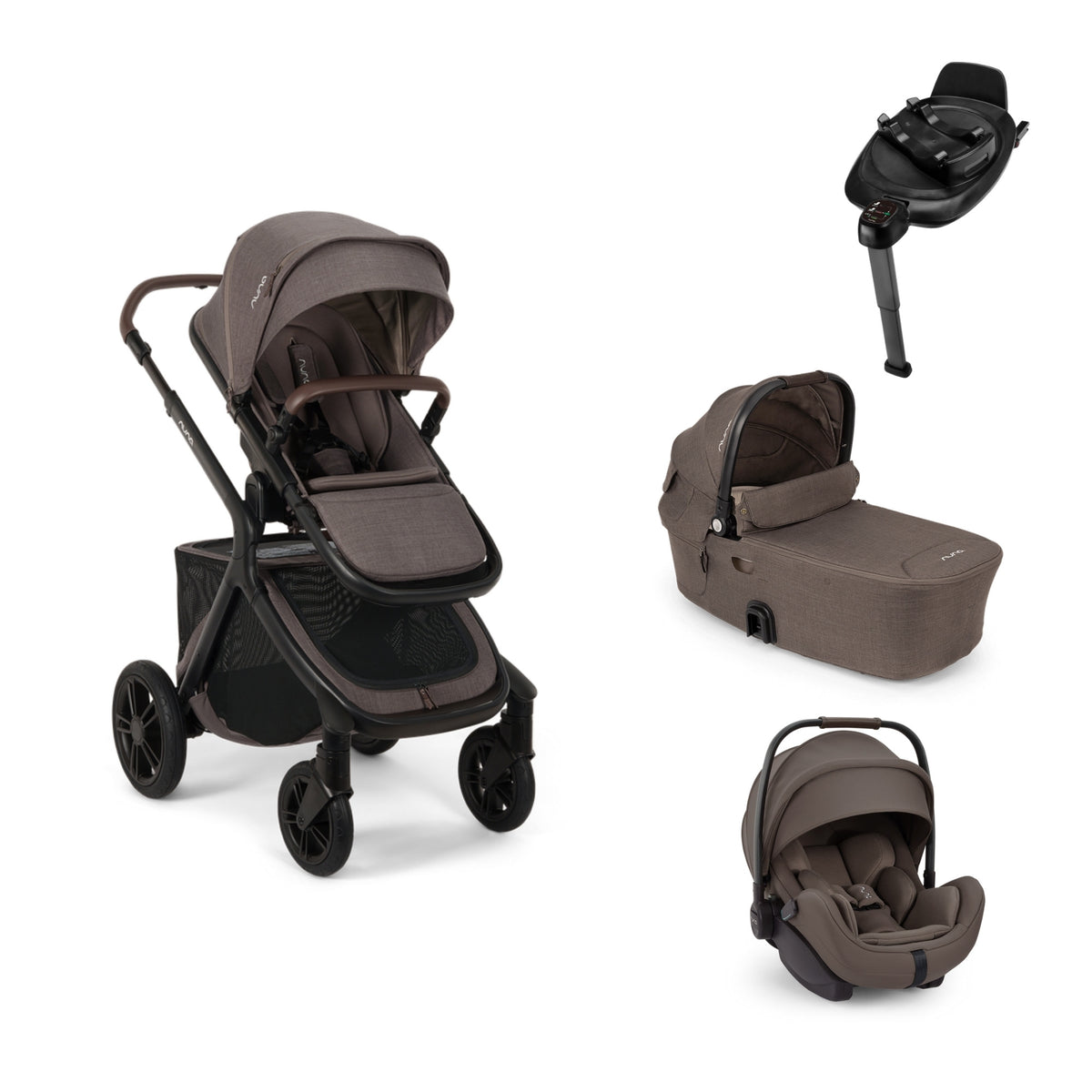 Nuna DEMI ICON Chestnut 4in1 Bundle inkl. DEMI next Babywanne, ARRA flex & BASE next