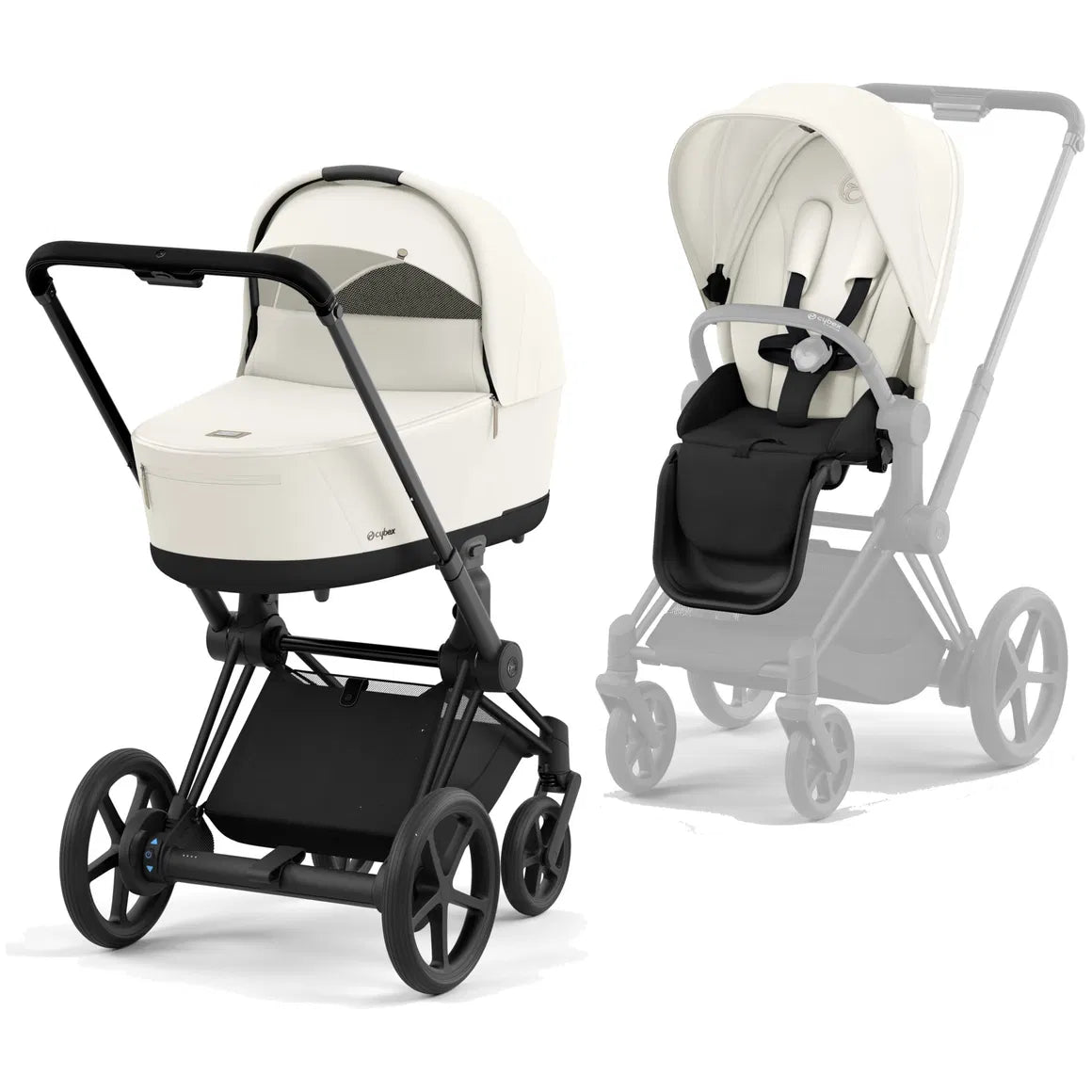 CYBEX ePriam 2.0 Matt Black Kombikinderwagen cozy beige beige
