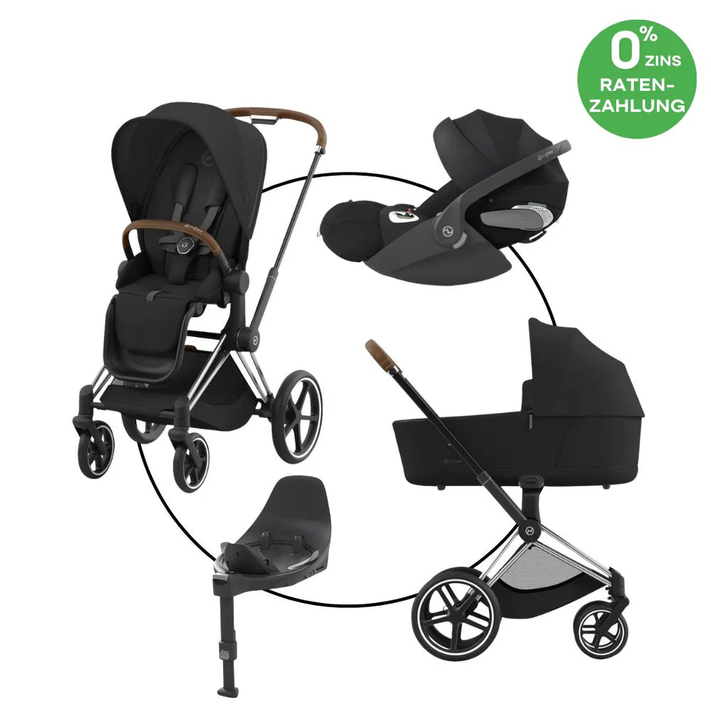 Cybex Priam Travel Bundle-Set 4in1 inkl Cloud T Plus Peach Pink / Brown /Chrome