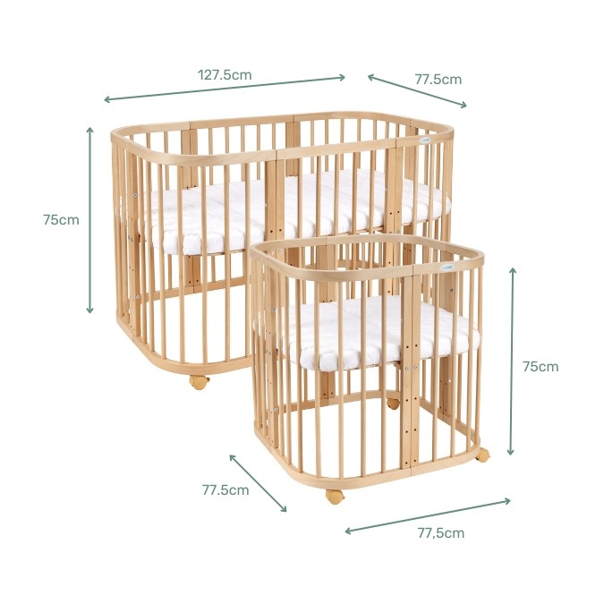 Lit Bébé 7en1 Quadi Nature – incluant Matelas