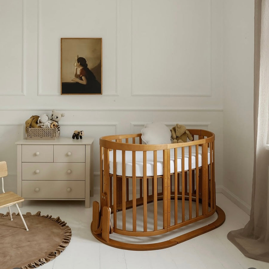 Lit bébé 7en1 Ovale Vintage – incl. Matelas