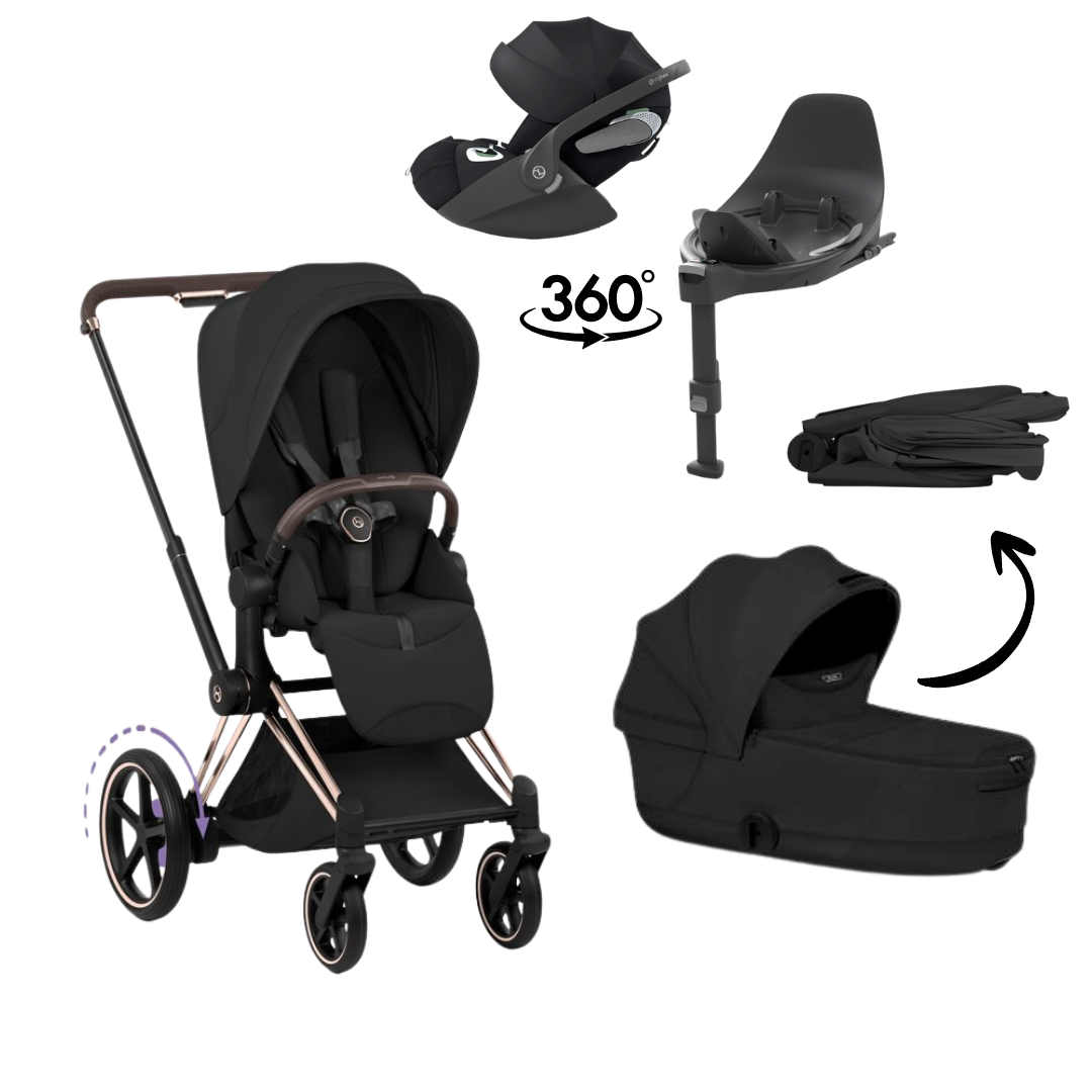 CYBEX E-Priam Style Rosegold Bundle - Set 4in1 inkl. Cloud T & Base T Sepia Black