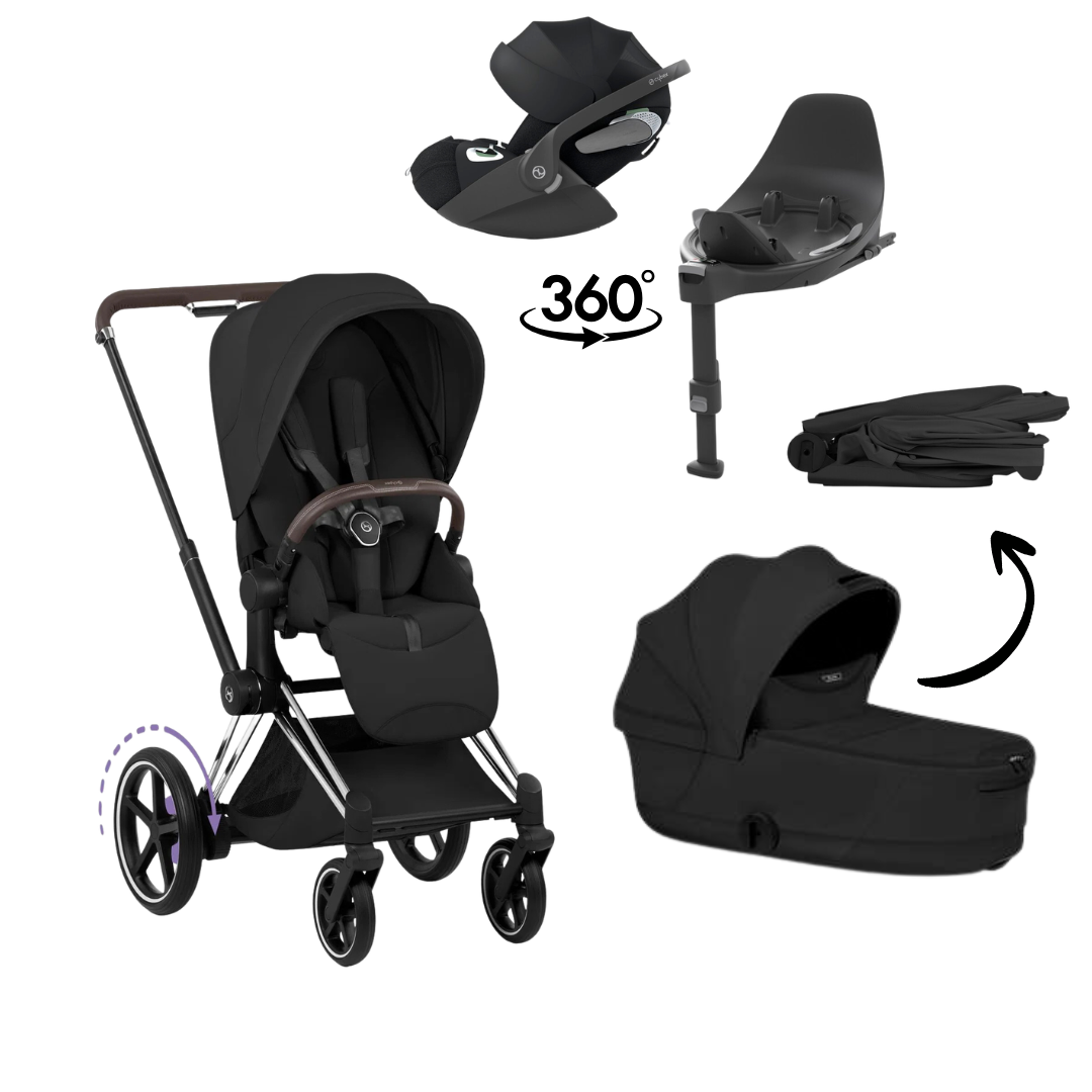 CYBEX E-Priam Style Chrome Bundle - Set 4in1 inkl. Cloud T & Base T Off White