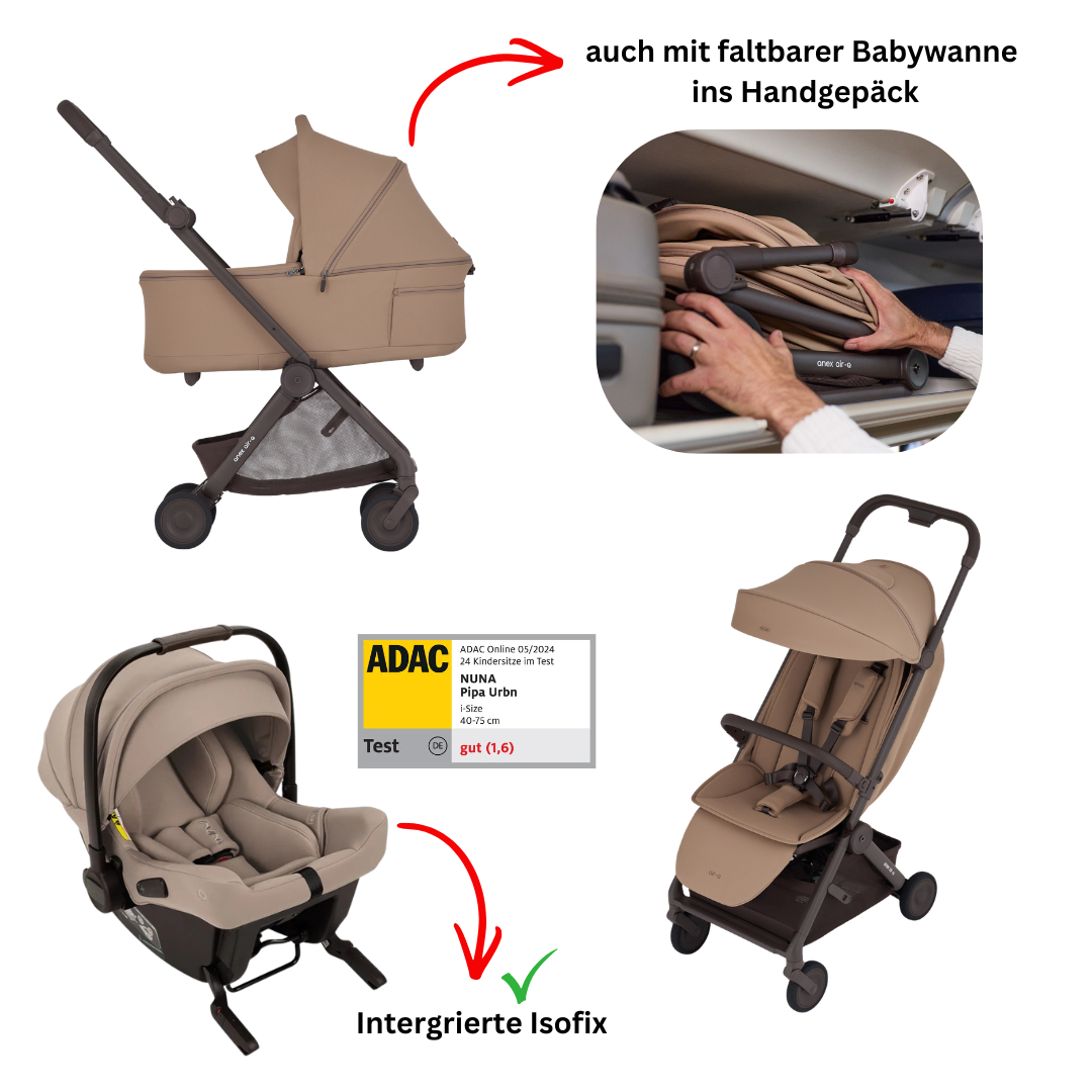 Anex Air Q Travel-Bundle 3in1 Set mit faltbarer Babywanne